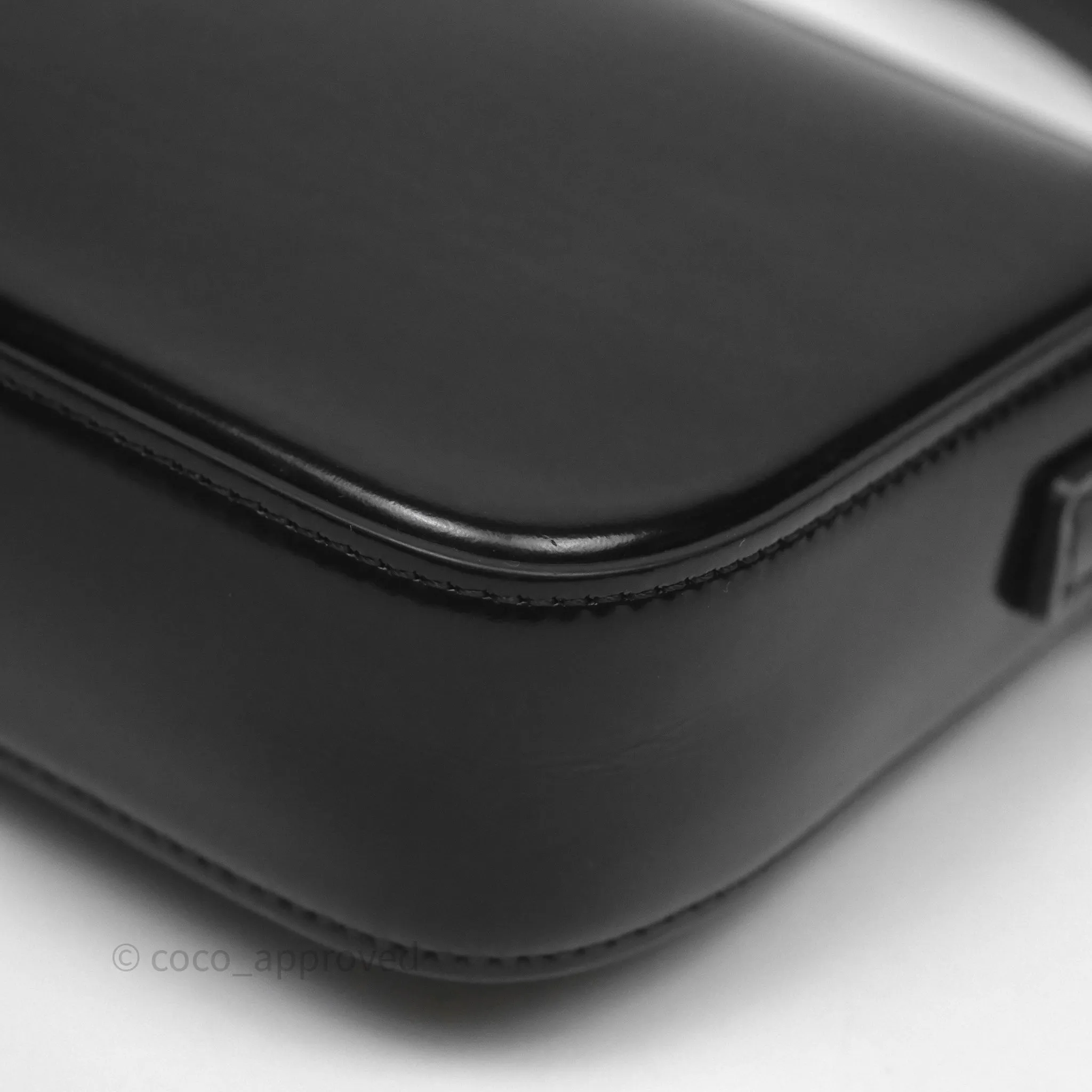 Celine Triomphe Shoulder Bag Black Shiny Calfskin