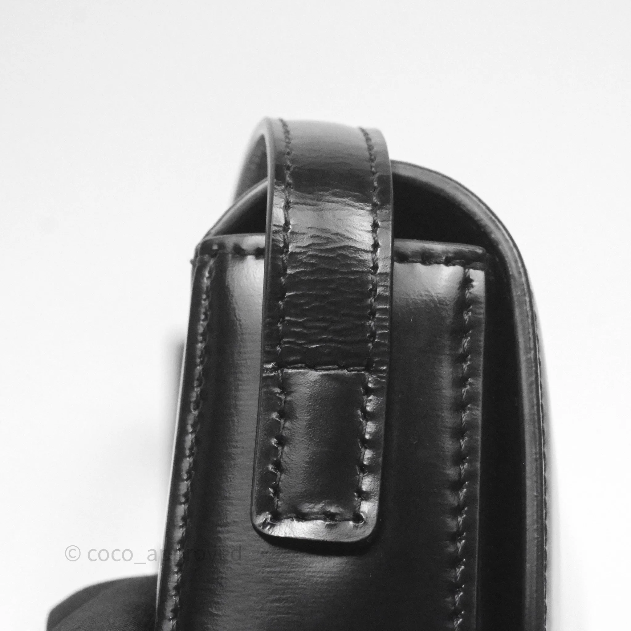 Celine Triomphe Shoulder Bag Black Shiny Calfskin
