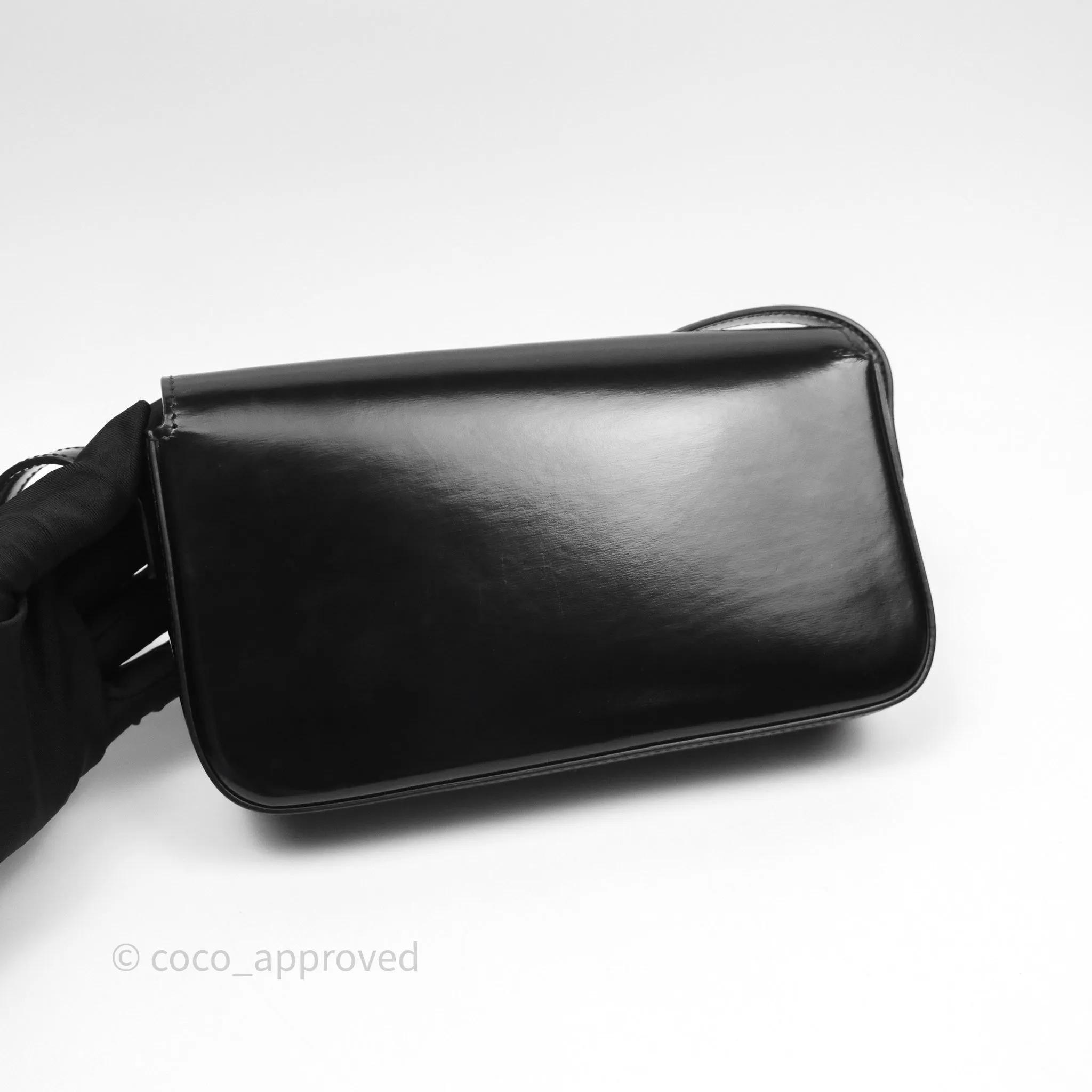 Celine Triomphe Shoulder Bag Black Shiny Calfskin