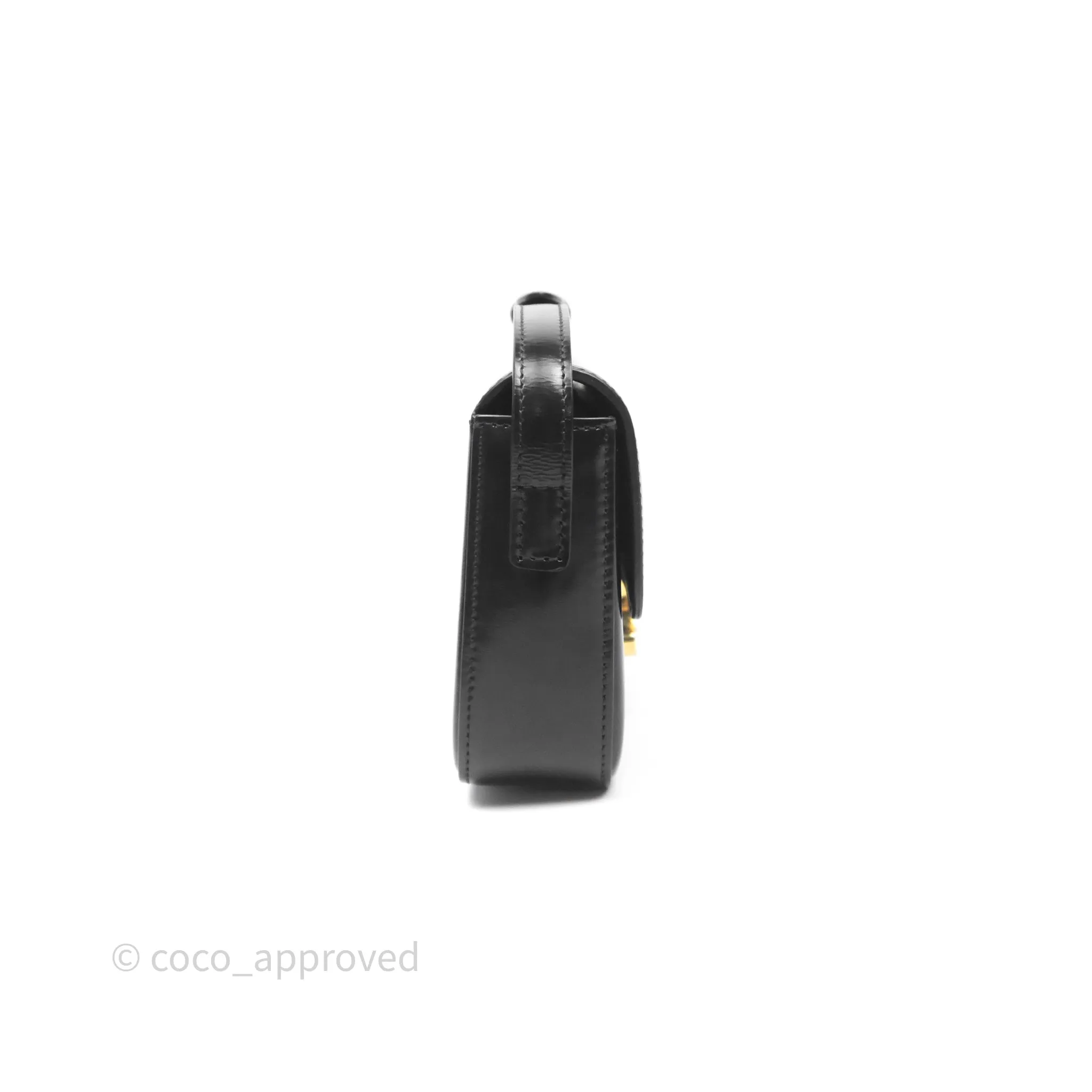 Celine Triomphe Shoulder Bag Black Shiny Calfskin