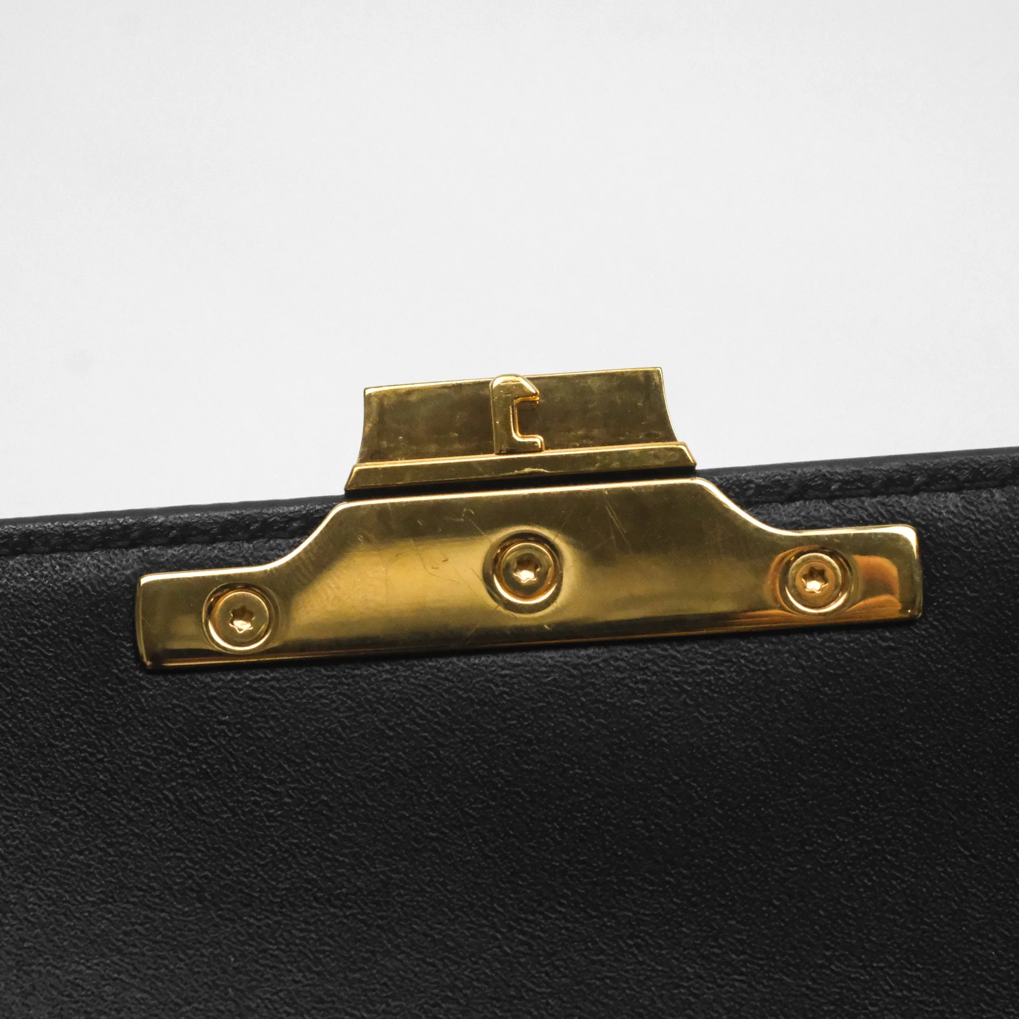 Celine Triomphe Shoulder Bag Black Shiny Calfskin