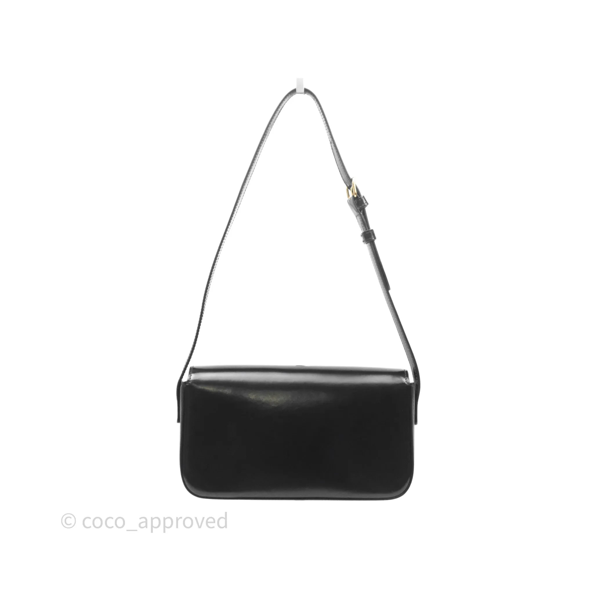 Celine Triomphe Shoulder Bag Black Shiny Calfskin