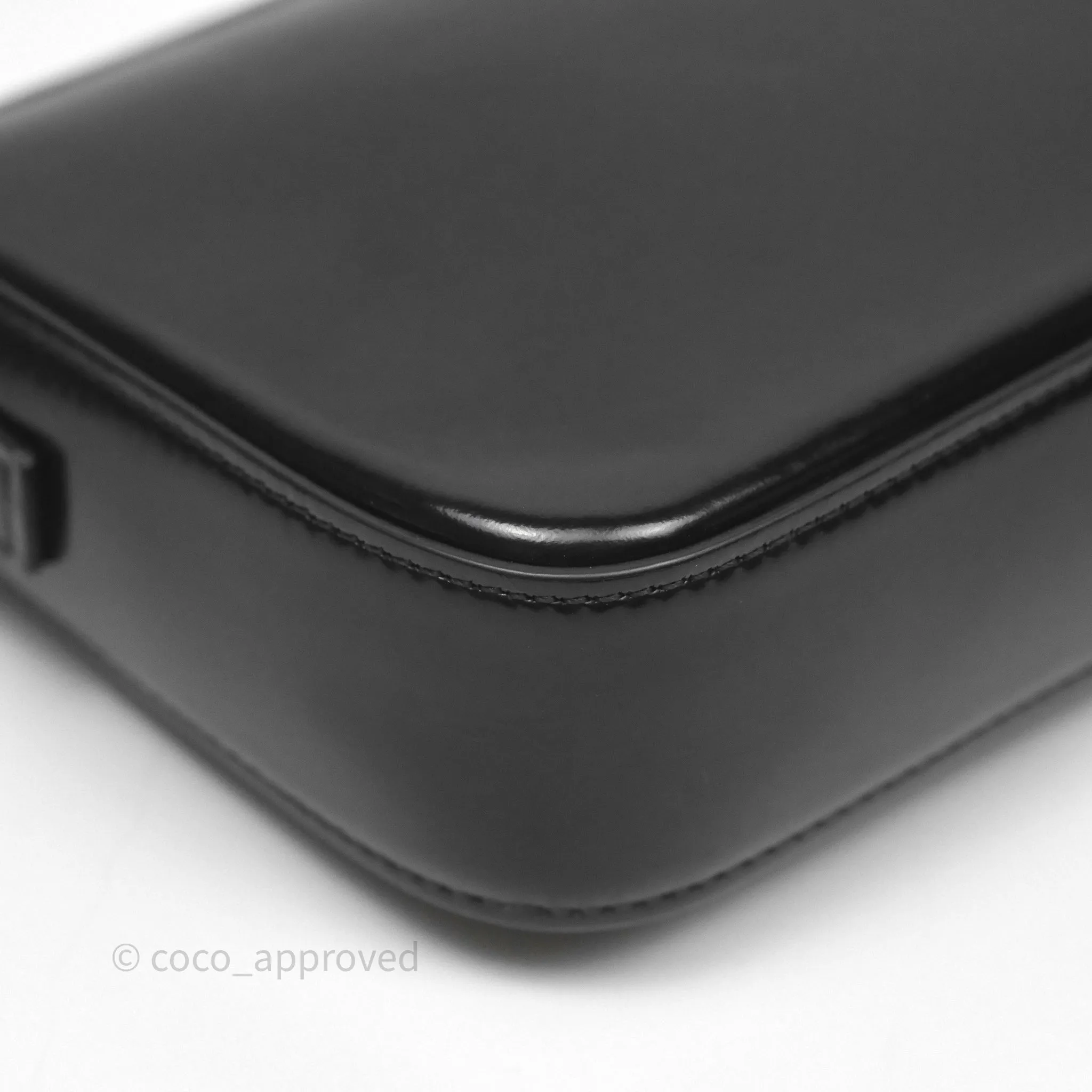 Celine Triomphe Shoulder Bag Black Shiny Calfskin