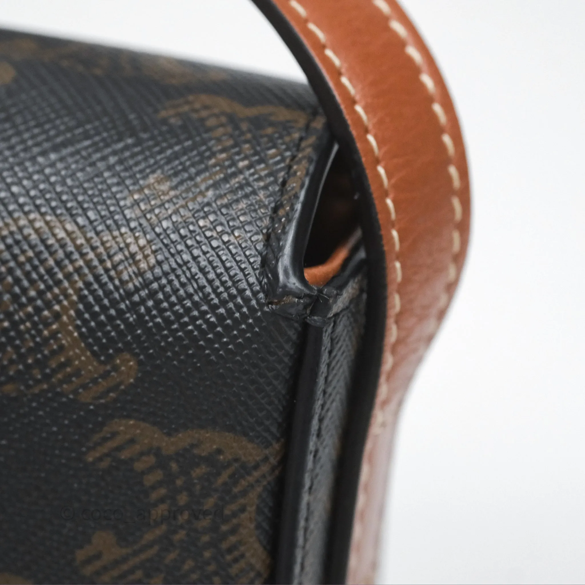 Celine Triomphe Shoulder Bag Tan Calfskin Triomphe Canvas
