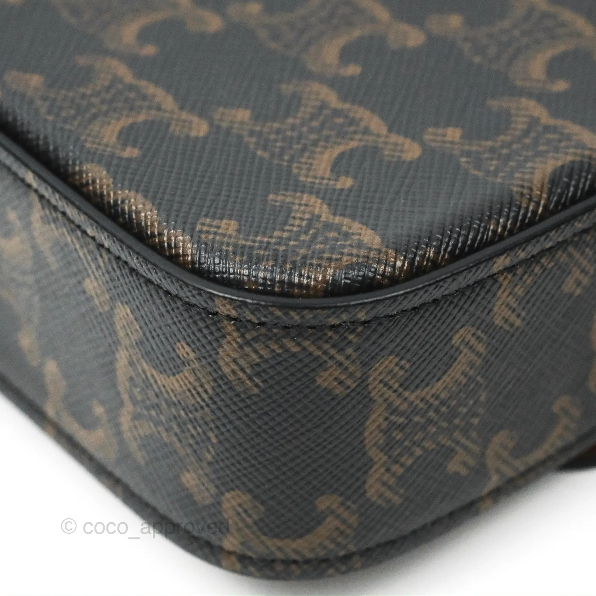 Celine Triomphe Shoulder Bag Tan Calfskin Triomphe Canvas