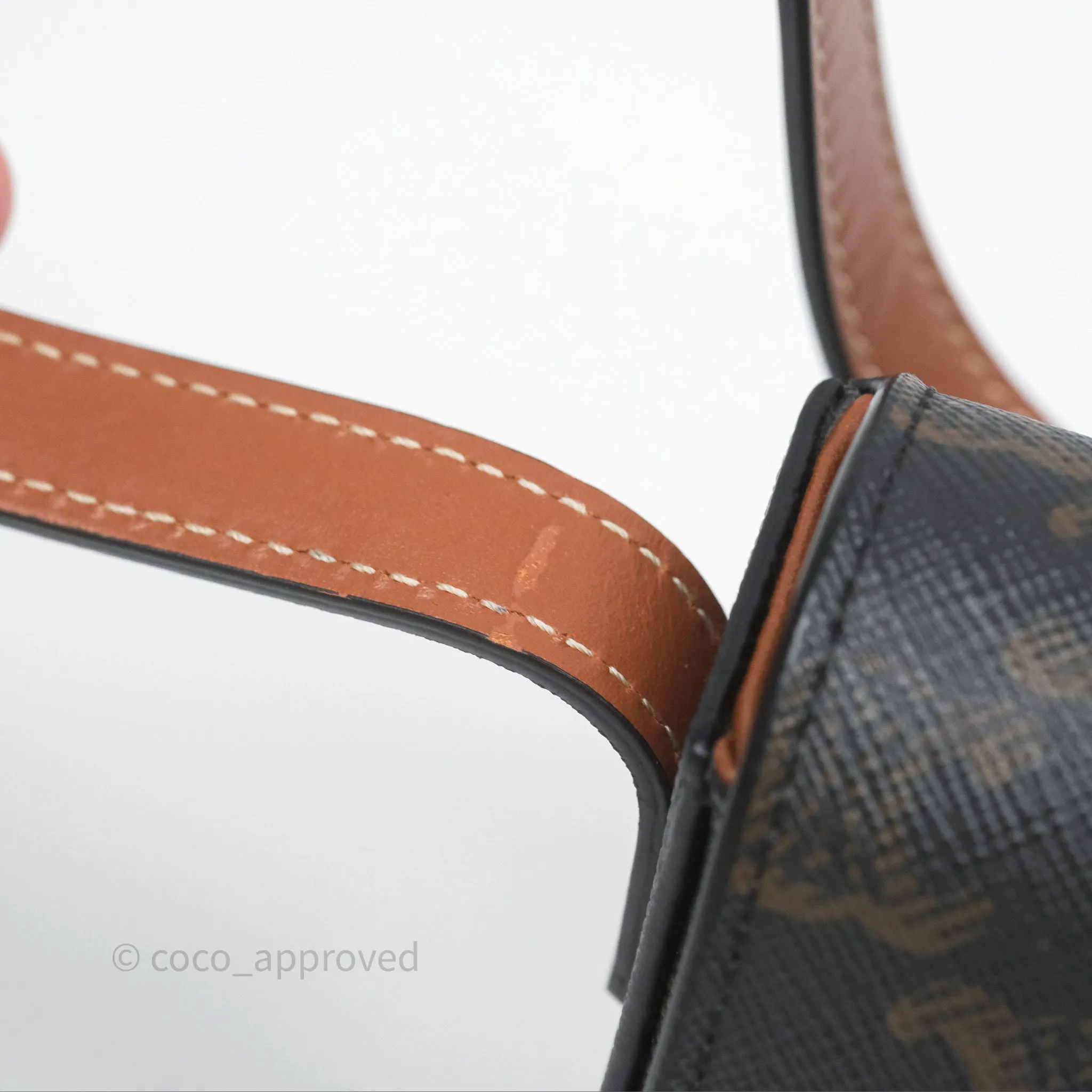 Celine Triomphe Shoulder Bag Tan Calfskin Triomphe Canvas