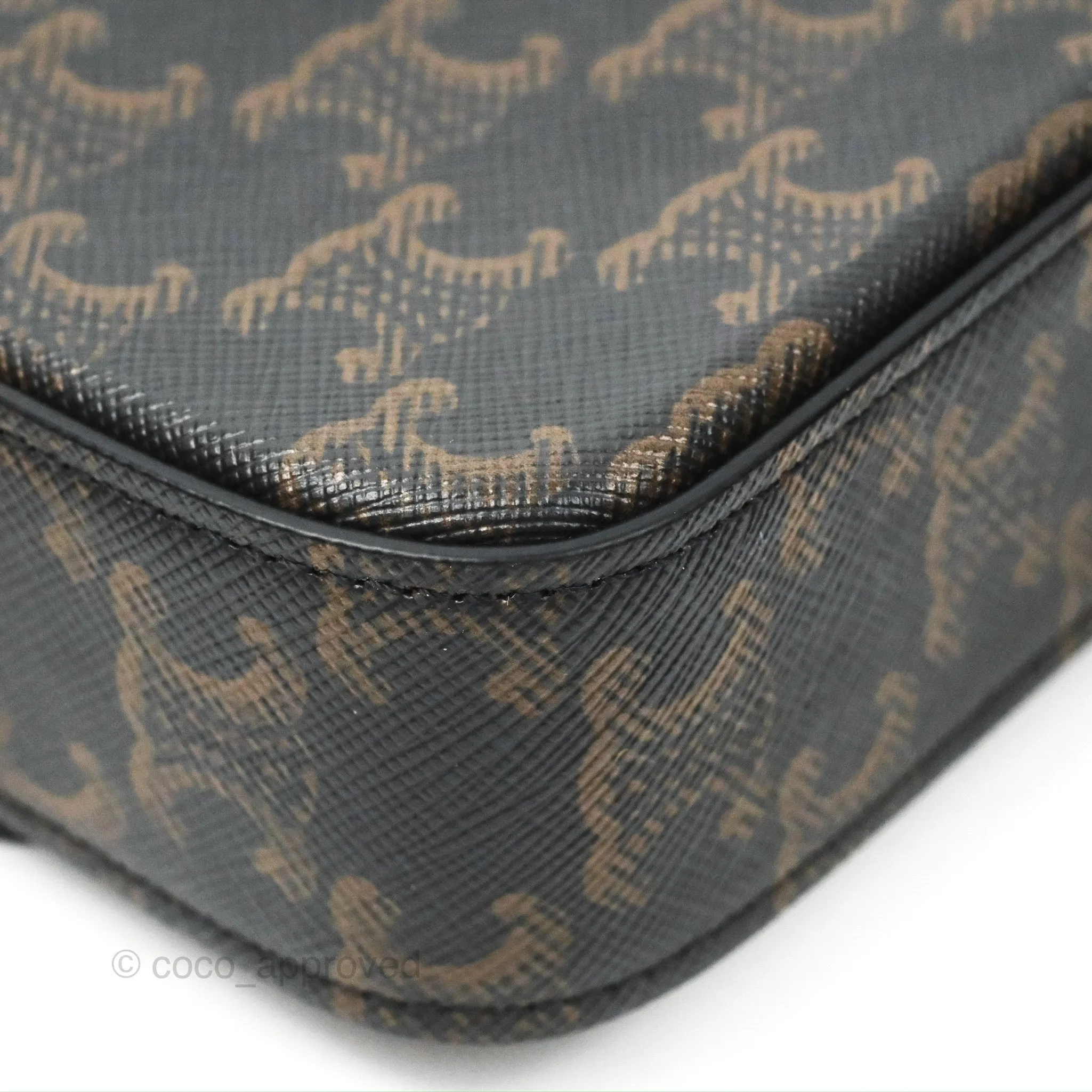 Celine Triomphe Shoulder Bag Tan Calfskin Triomphe Canvas