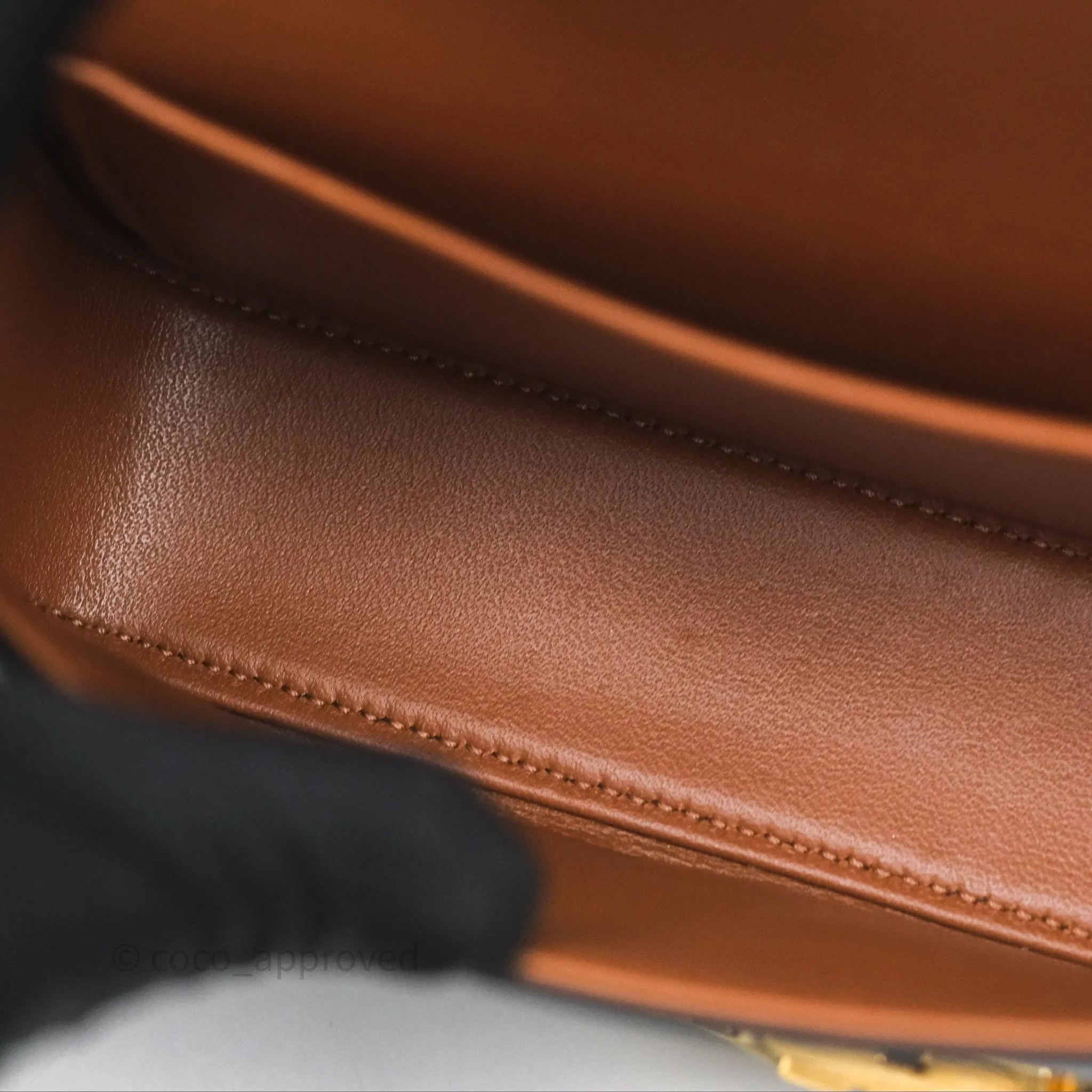 Celine Triomphe Shoulder Bag Tan Calfskin Triomphe Canvas