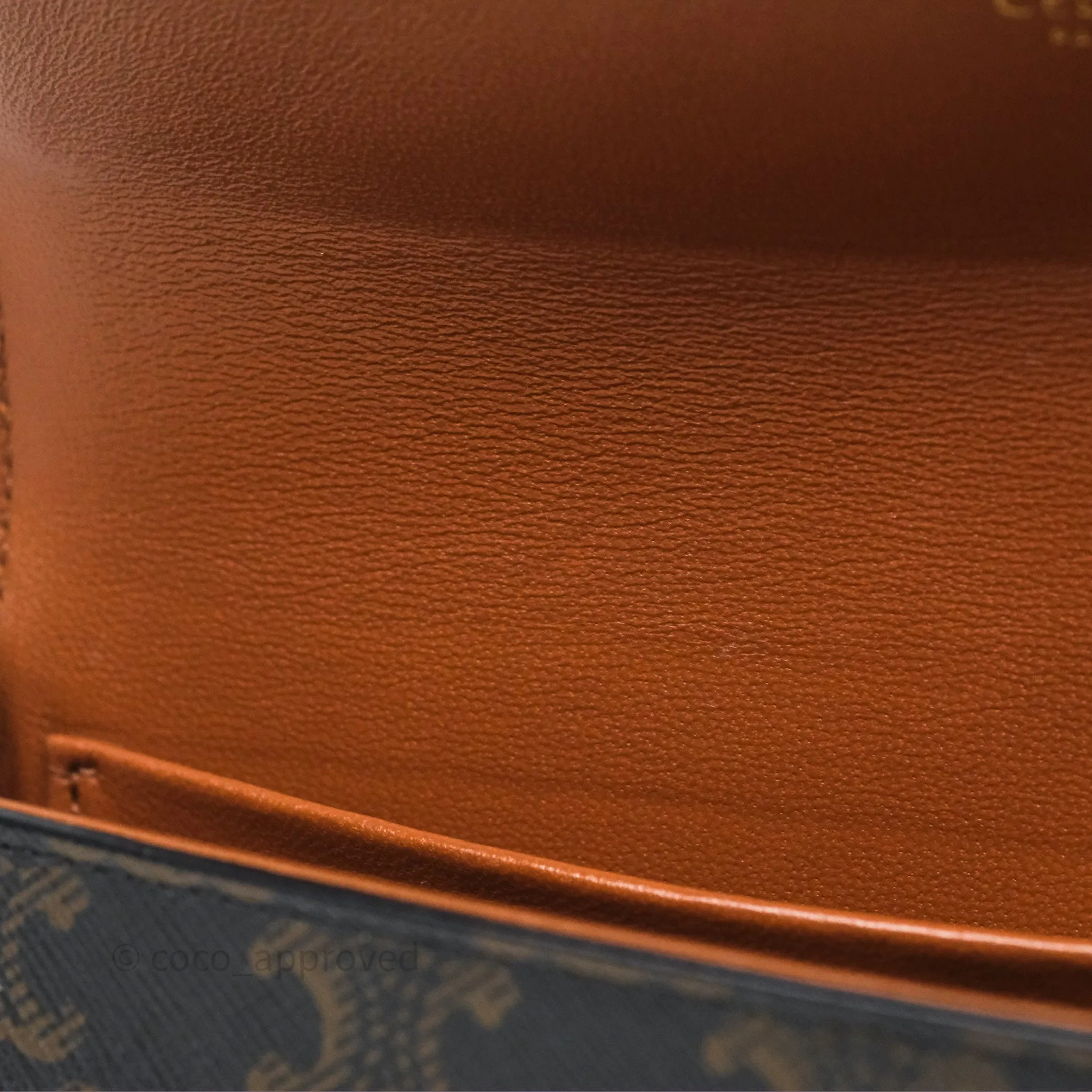 Celine Triomphe Shoulder Bag Tan Calfskin Triomphe Canvas