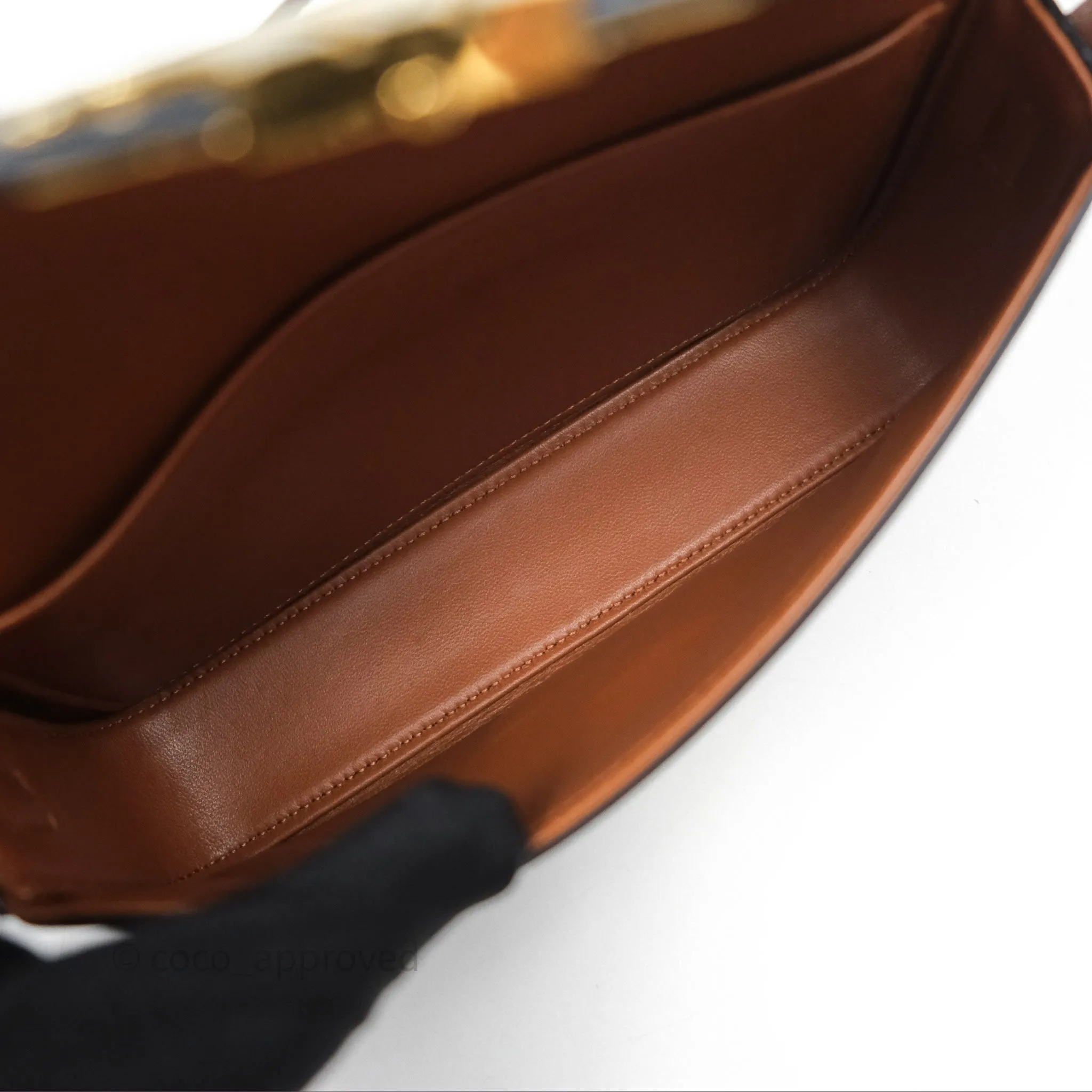 Celine Triomphe Shoulder Bag Tan Calfskin Triomphe Canvas