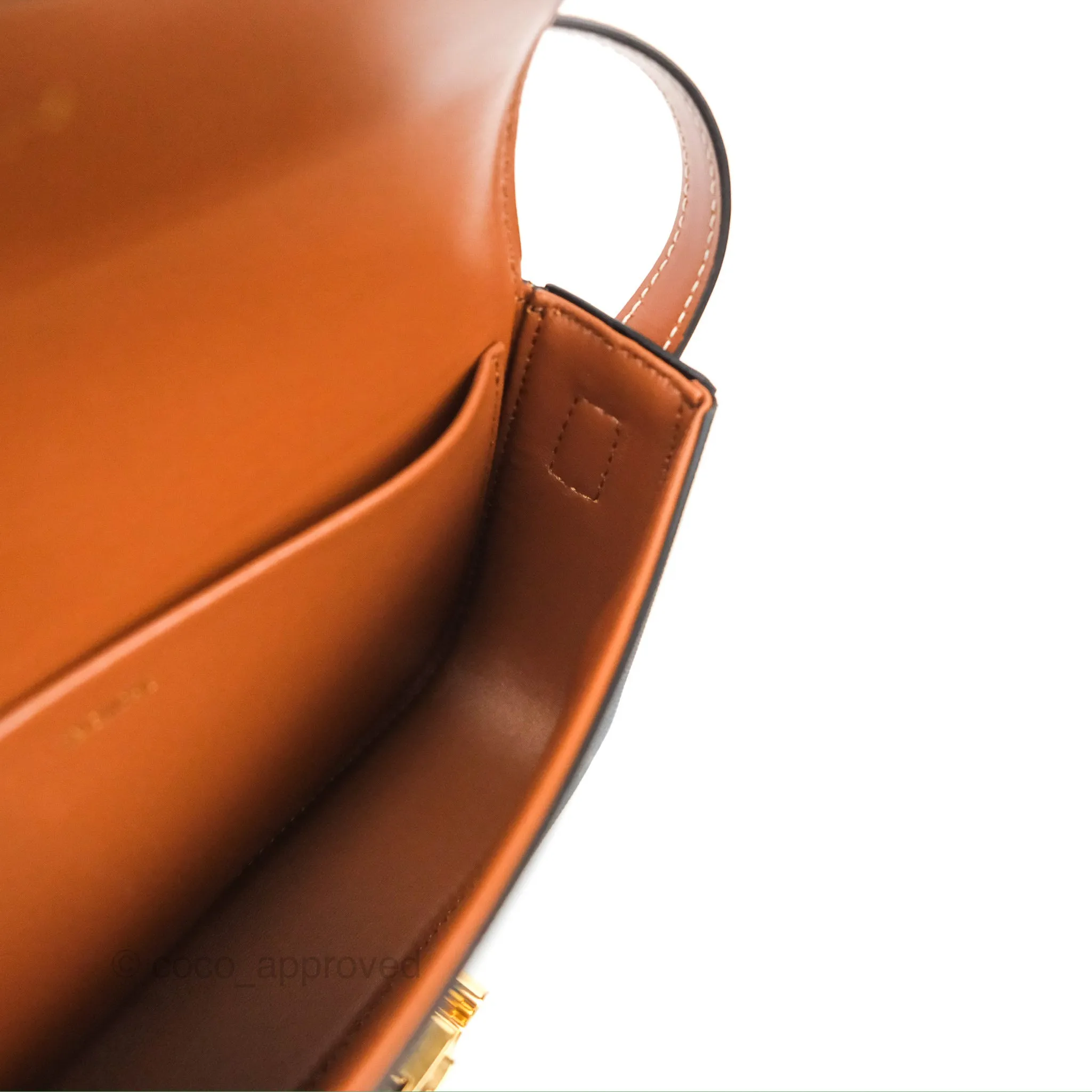 Celine Triomphe Shoulder Bag Tan Calfskin Triomphe Canvas