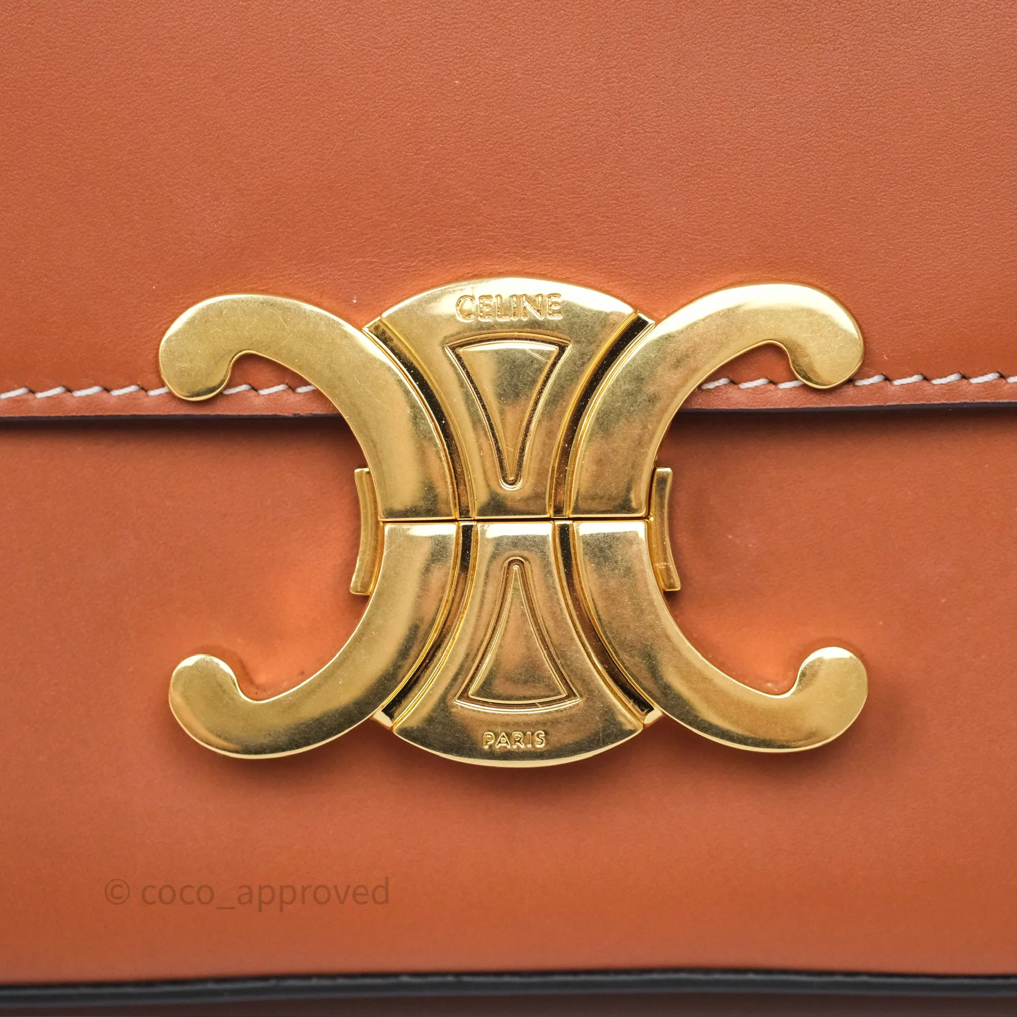 Celine Triomphe Shoulder Bag Tan Calfskin
