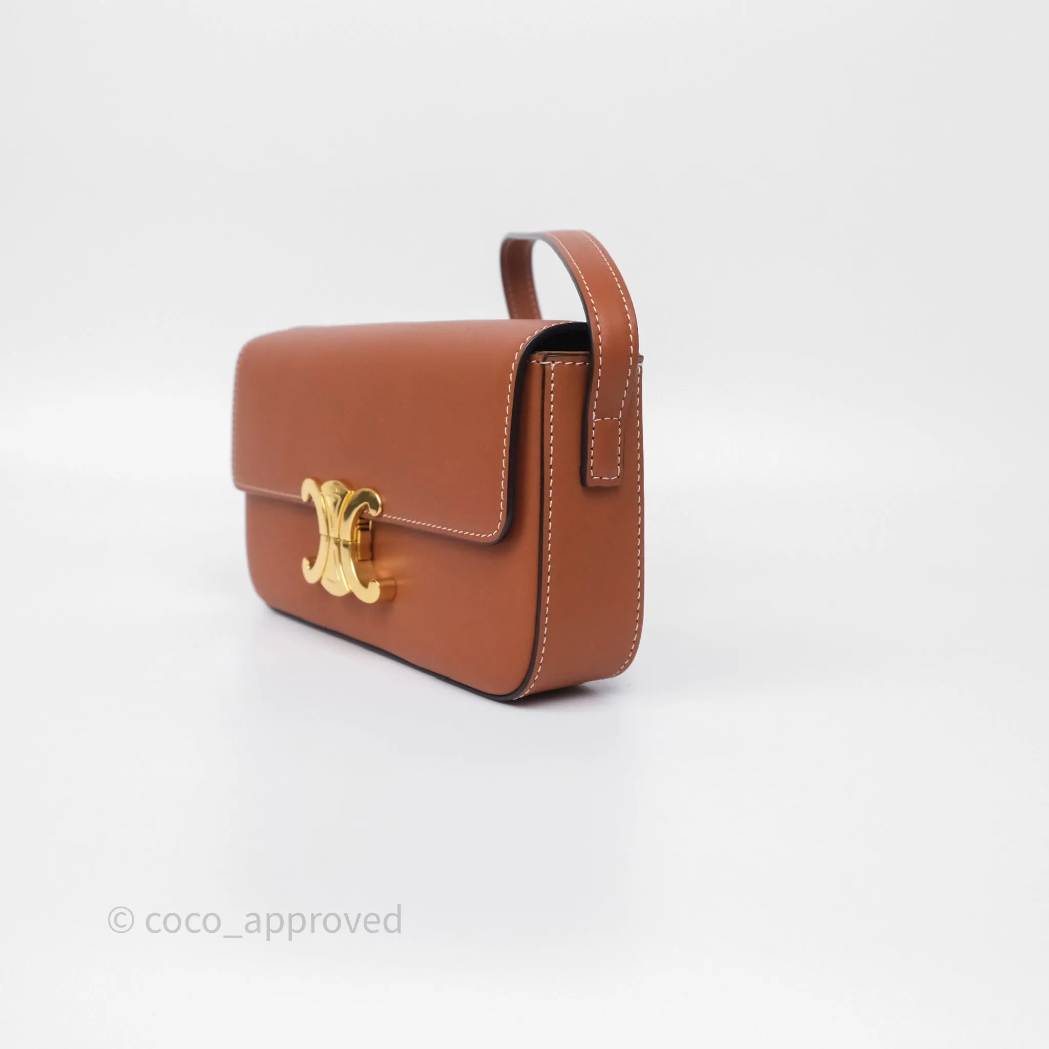 Celine Triomphe Shoulder Bag Tan Calfskin