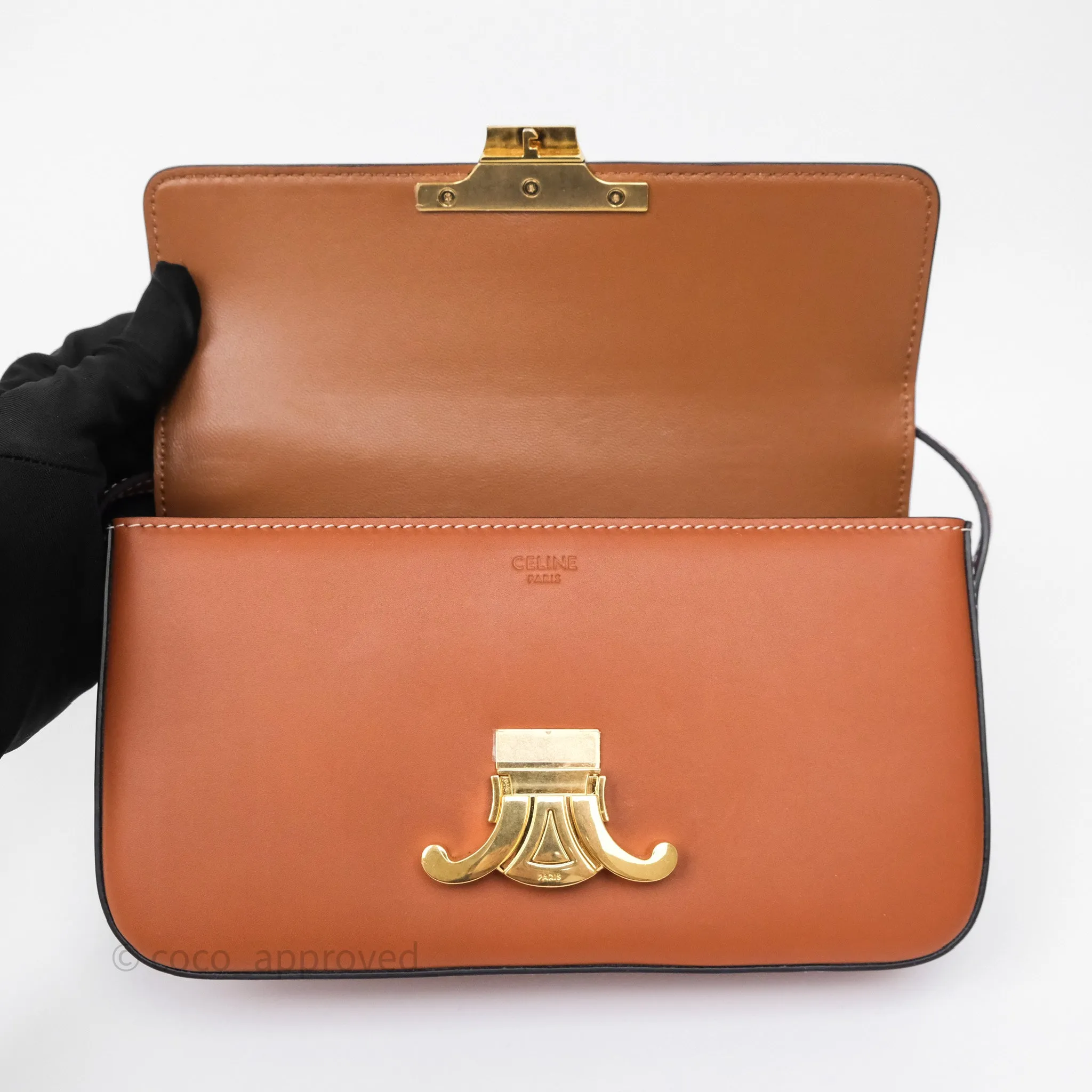 Celine Triomphe Shoulder Bag Tan Calfskin