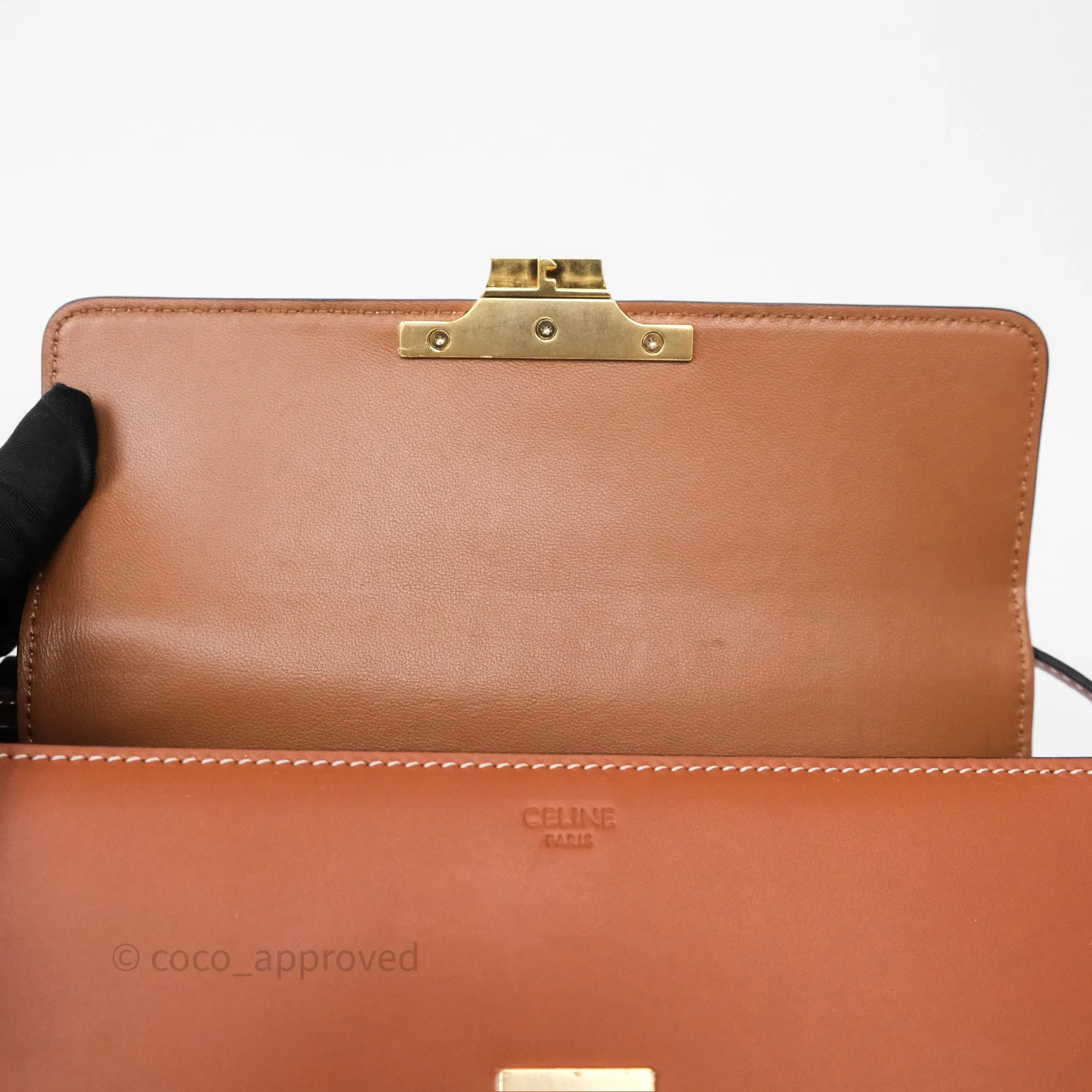 Celine Triomphe Shoulder Bag Tan Calfskin