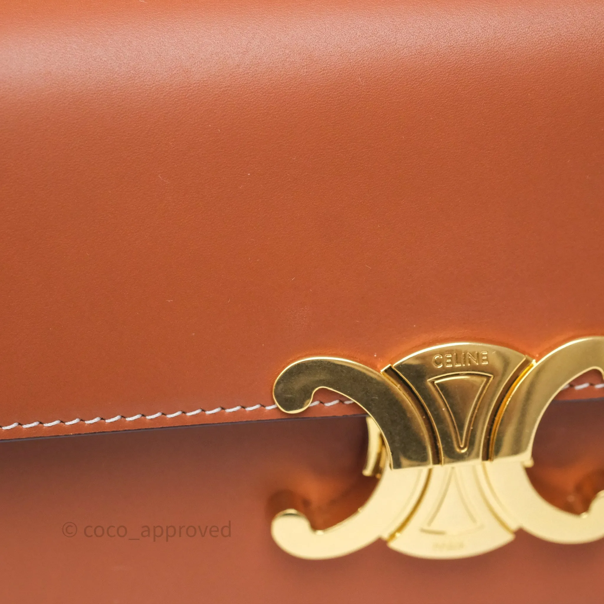 Celine Triomphe Shoulder Bag Tan Calfskin