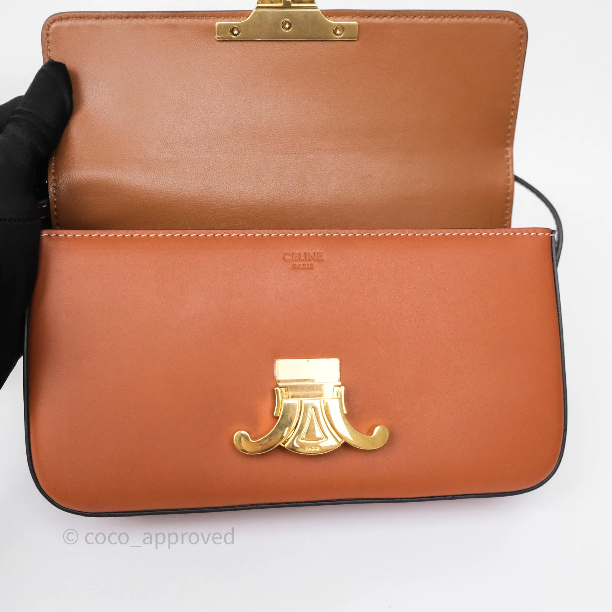 Celine Triomphe Shoulder Bag Tan Calfskin
