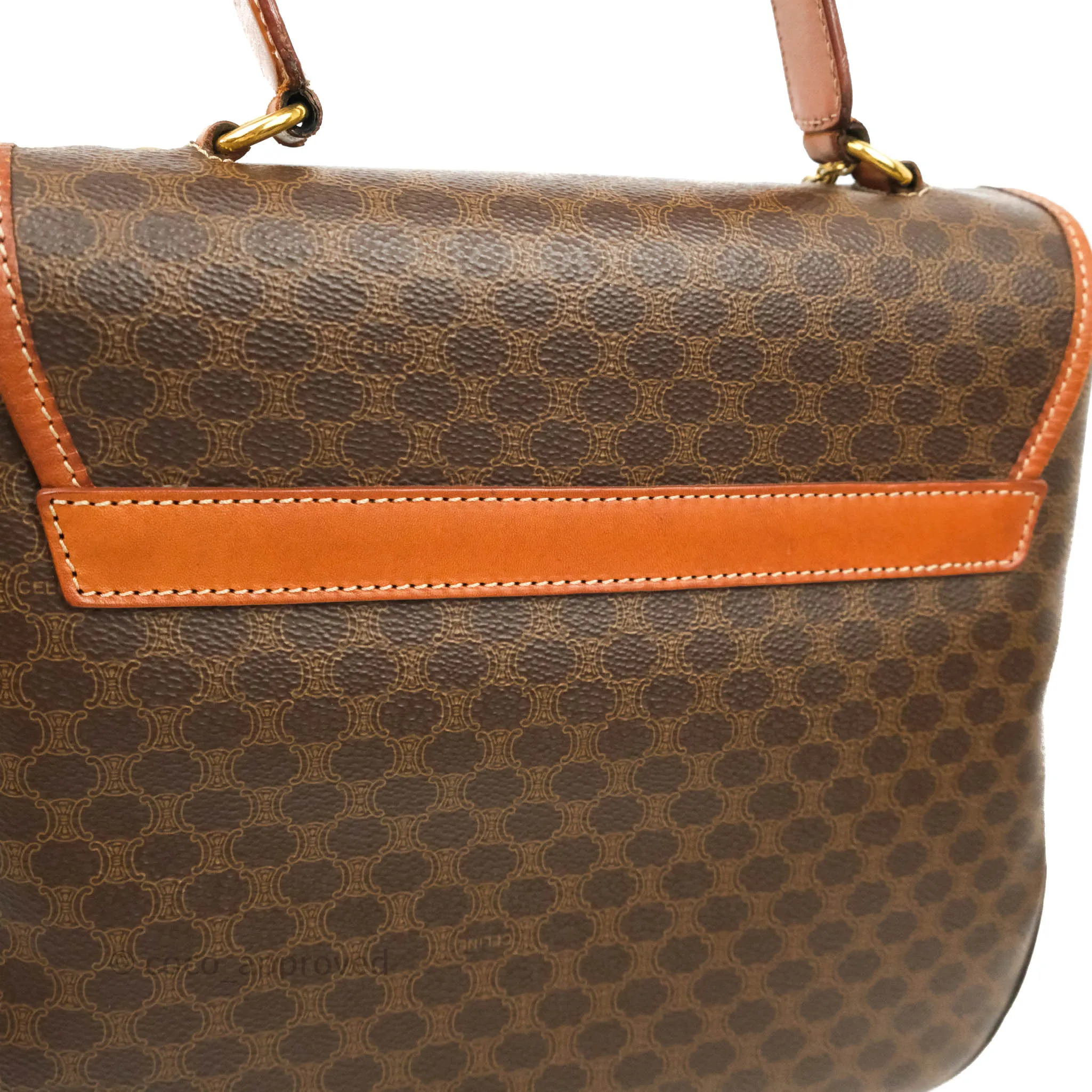Celine Vintage Brown Canvas Top Handle Bag
