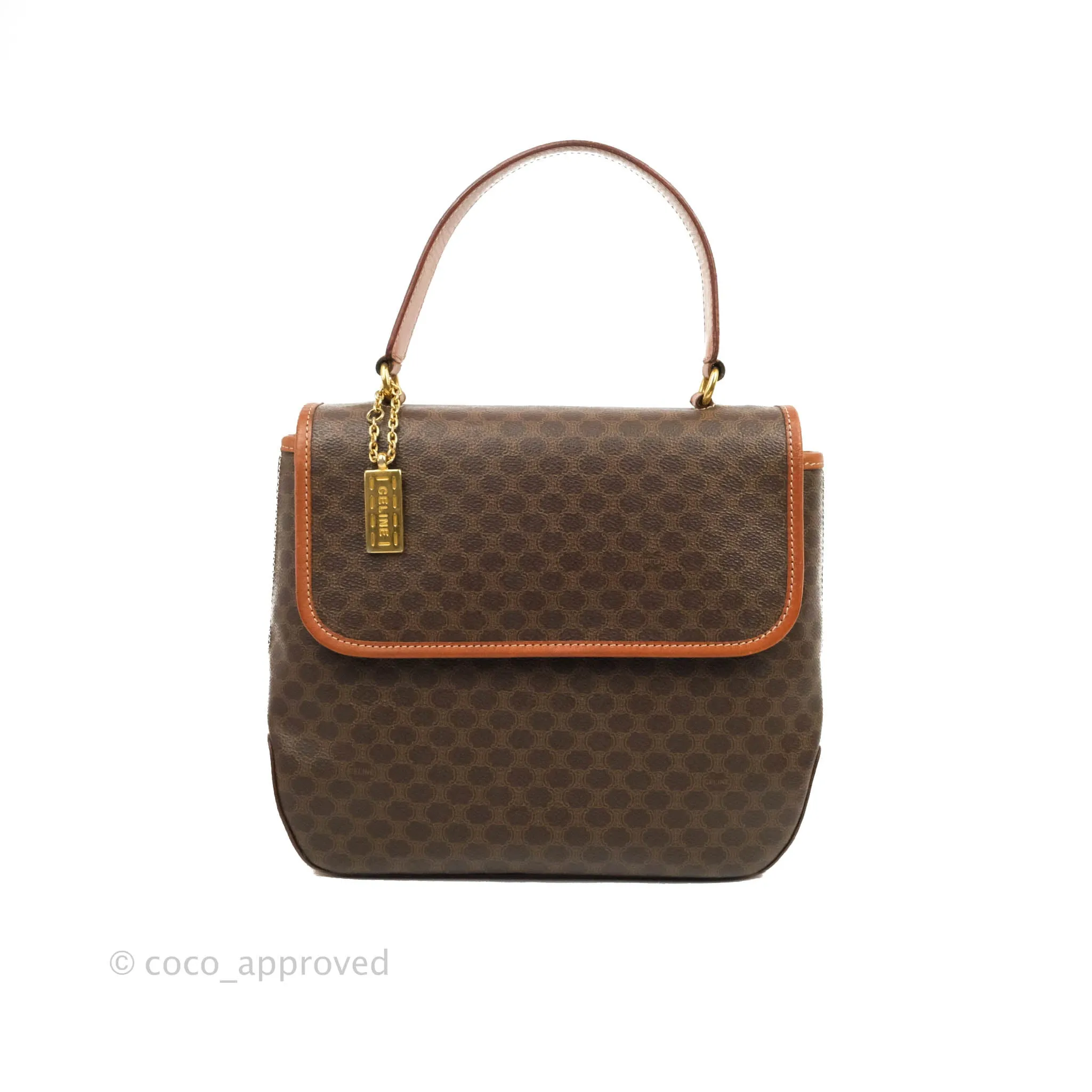 Celine Vintage Brown Canvas Top Handle Bag