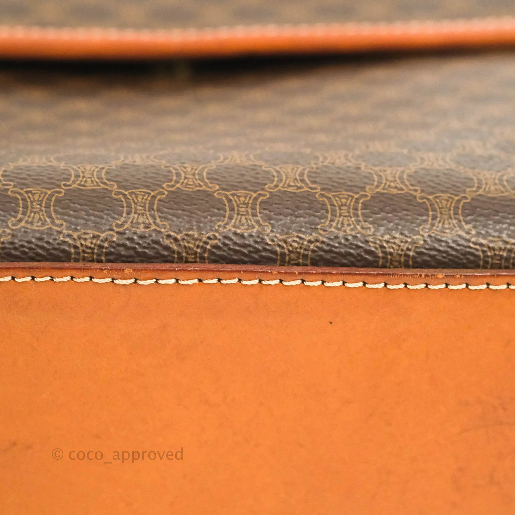Celine Vintage Brown Canvas Top Handle Bag
