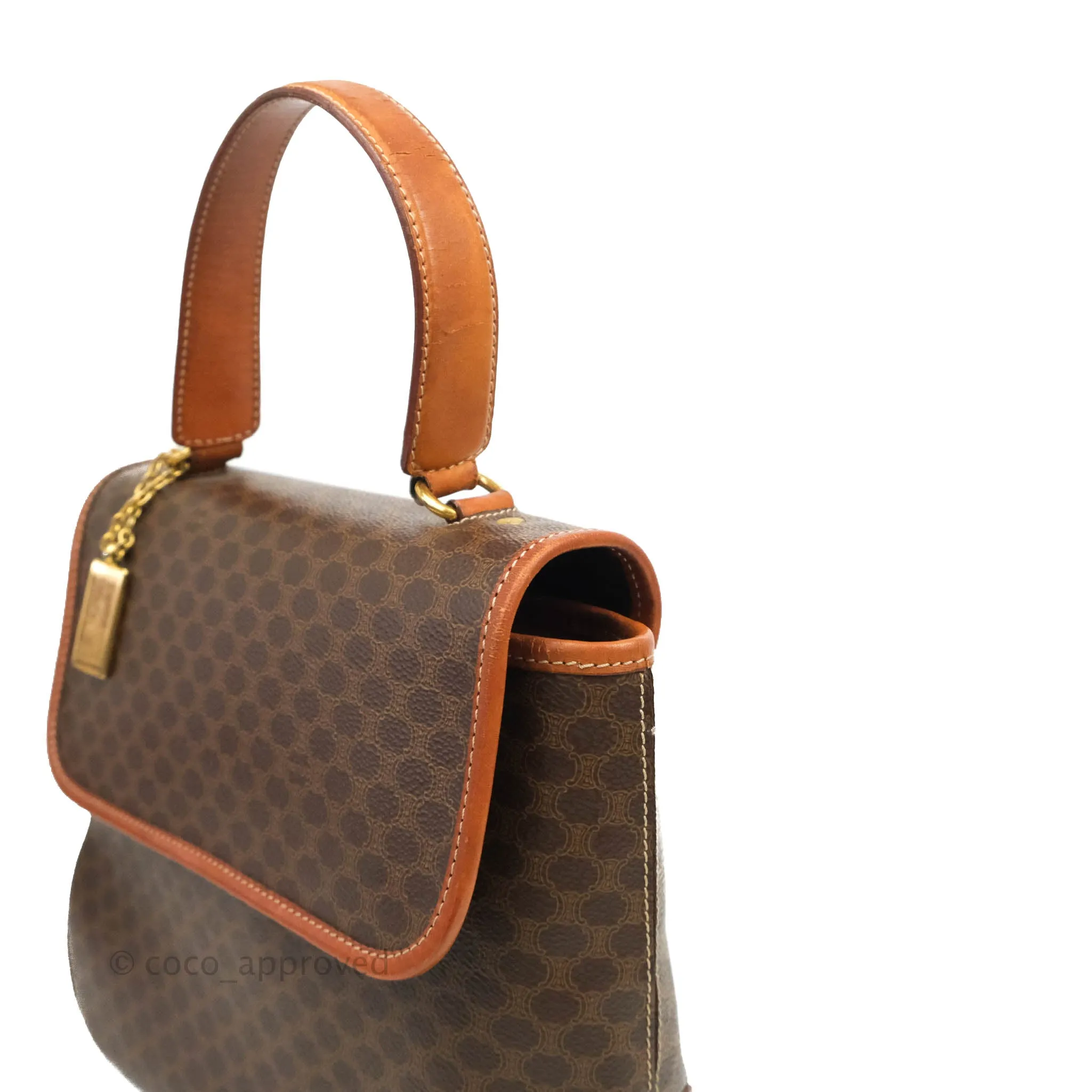 Celine Vintage Brown Canvas Top Handle Bag