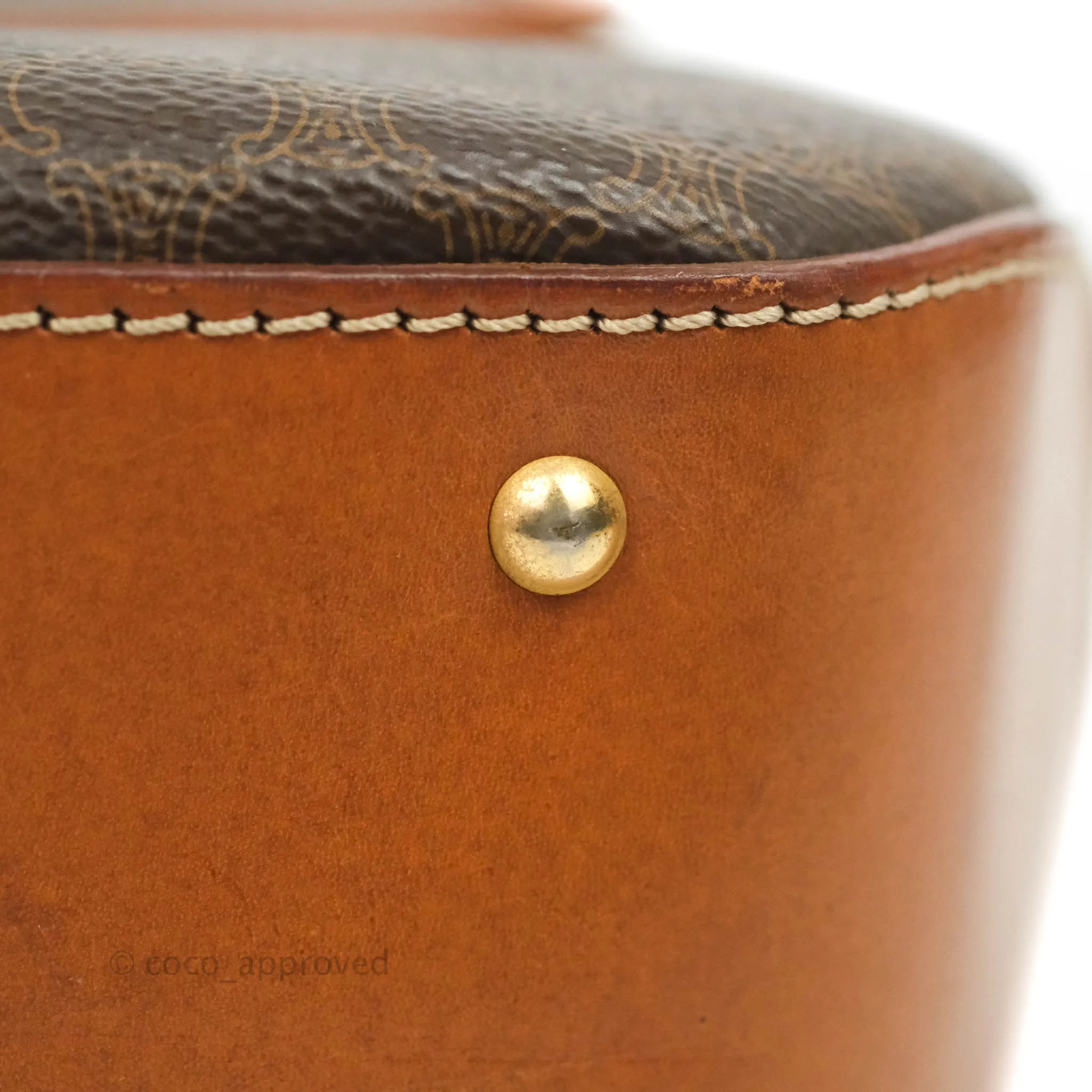 Celine Vintage Brown Canvas Top Handle Bag
