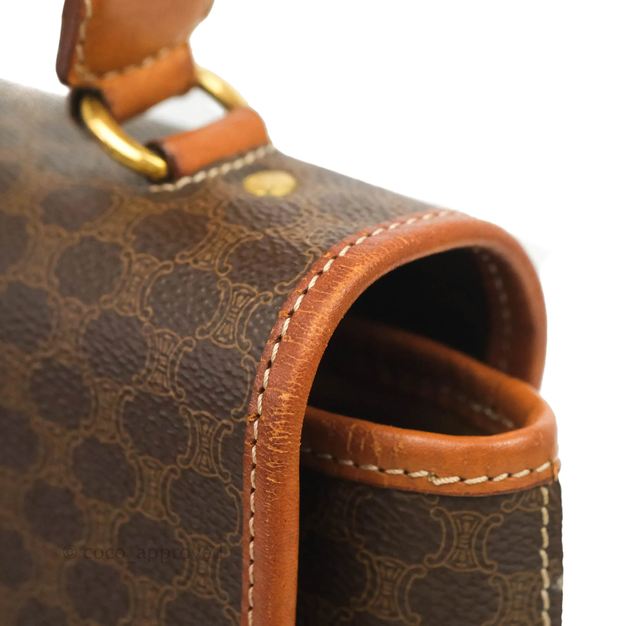 Celine Vintage Brown Canvas Top Handle Bag