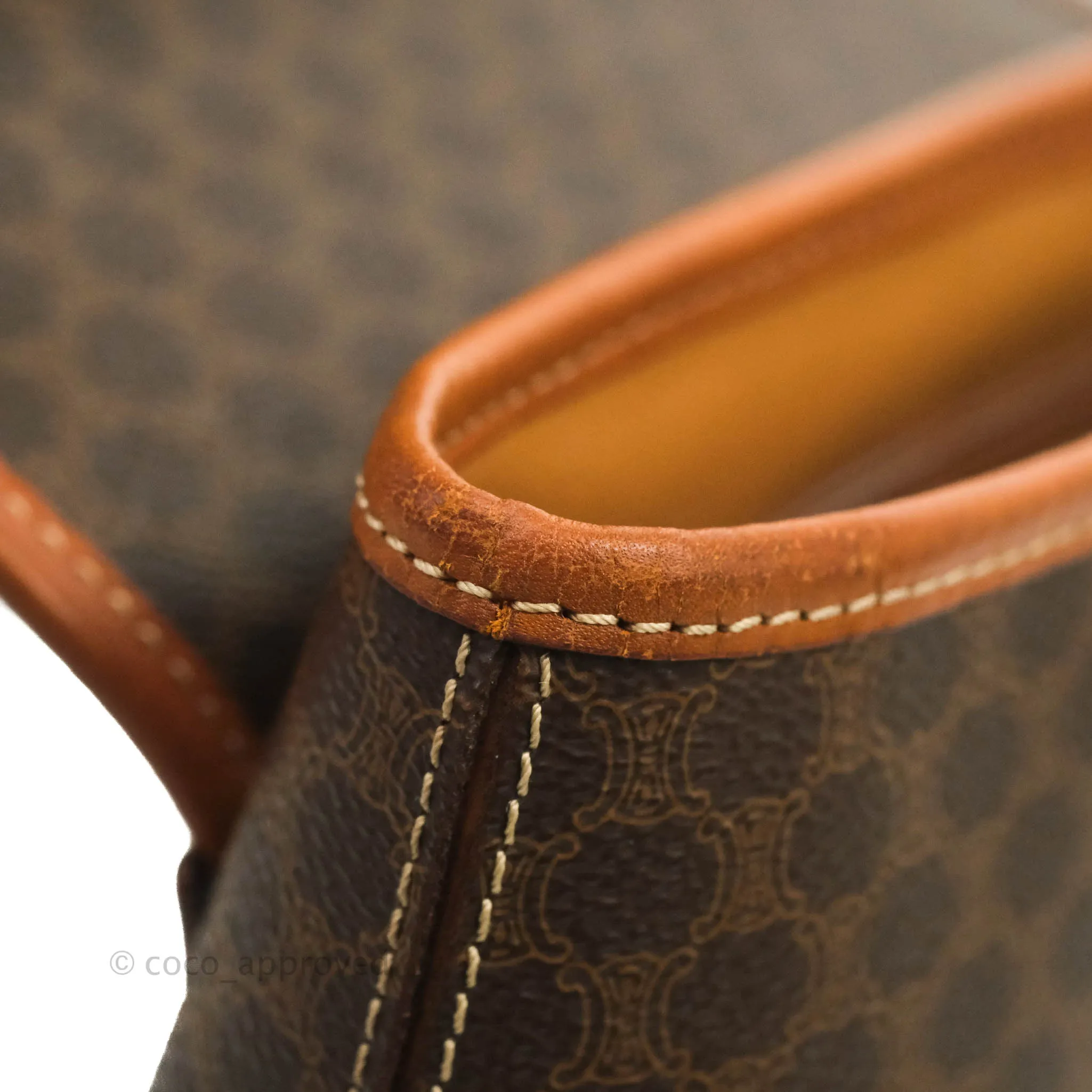 Celine Vintage Brown Canvas Top Handle Bag
