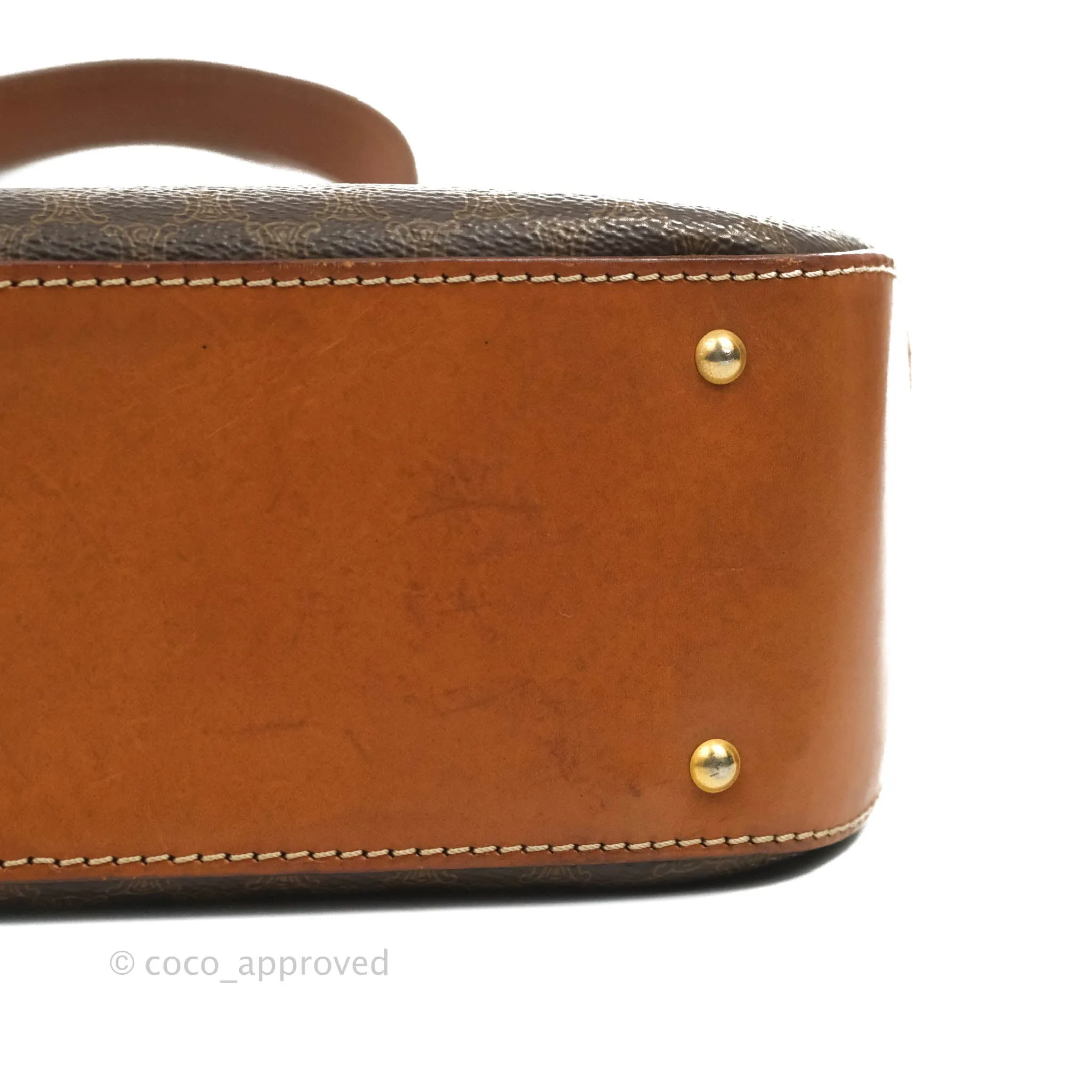 Celine Vintage Brown Canvas Top Handle Bag