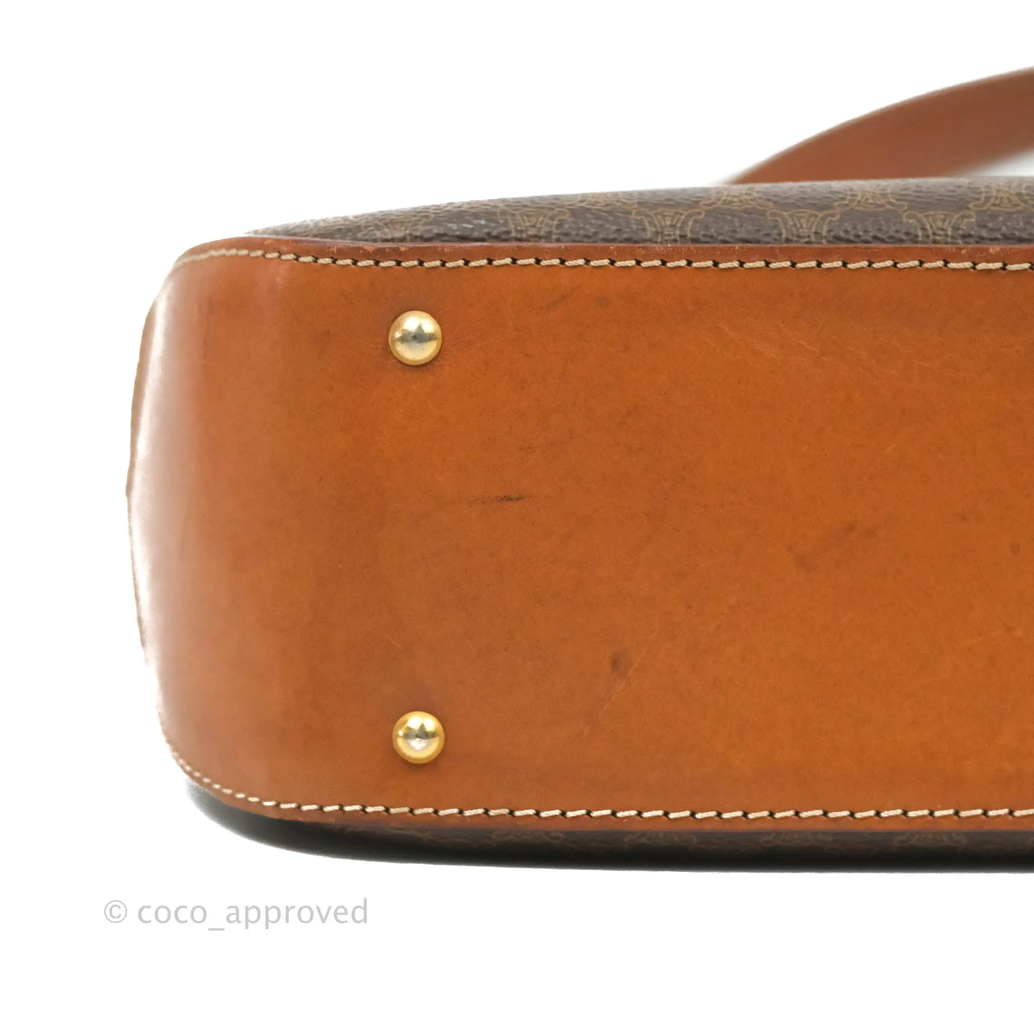 Celine Vintage Brown Canvas Top Handle Bag