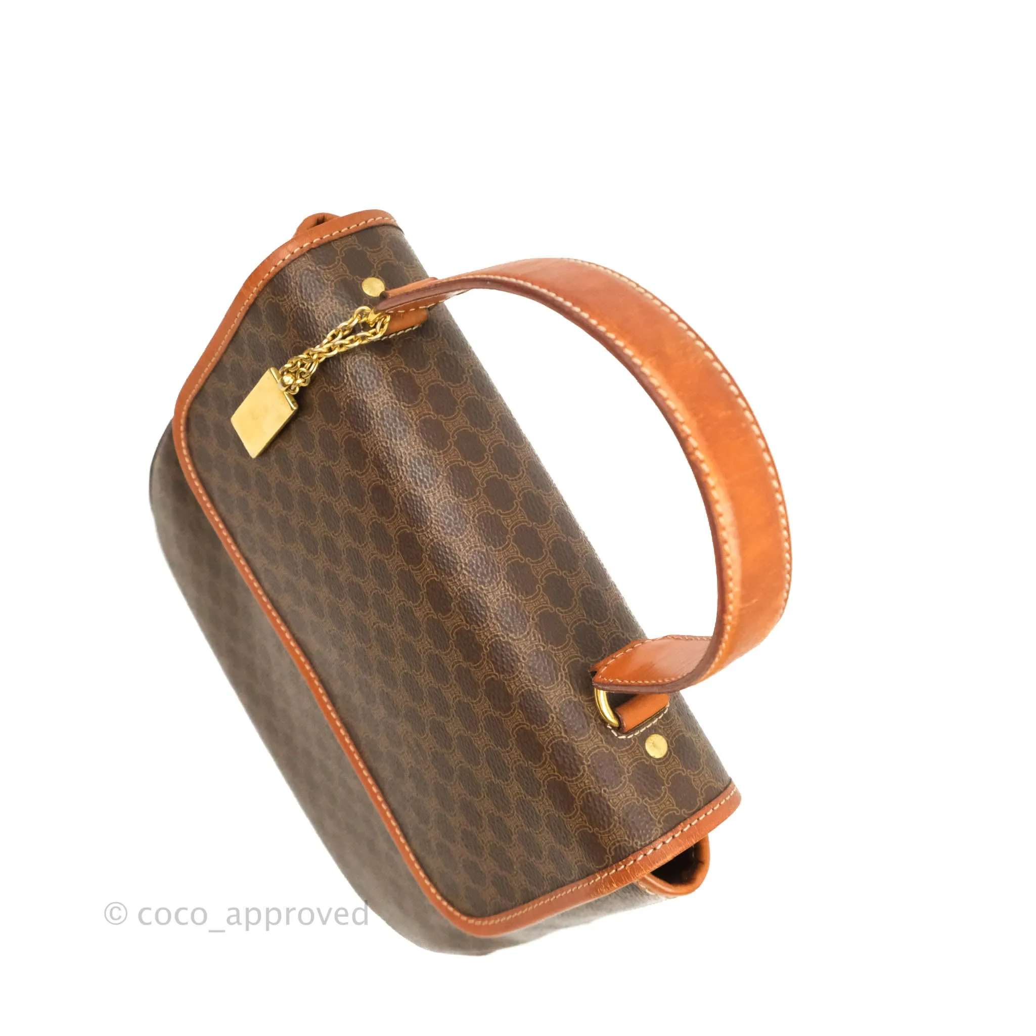 Celine Vintage Brown Canvas Top Handle Bag
