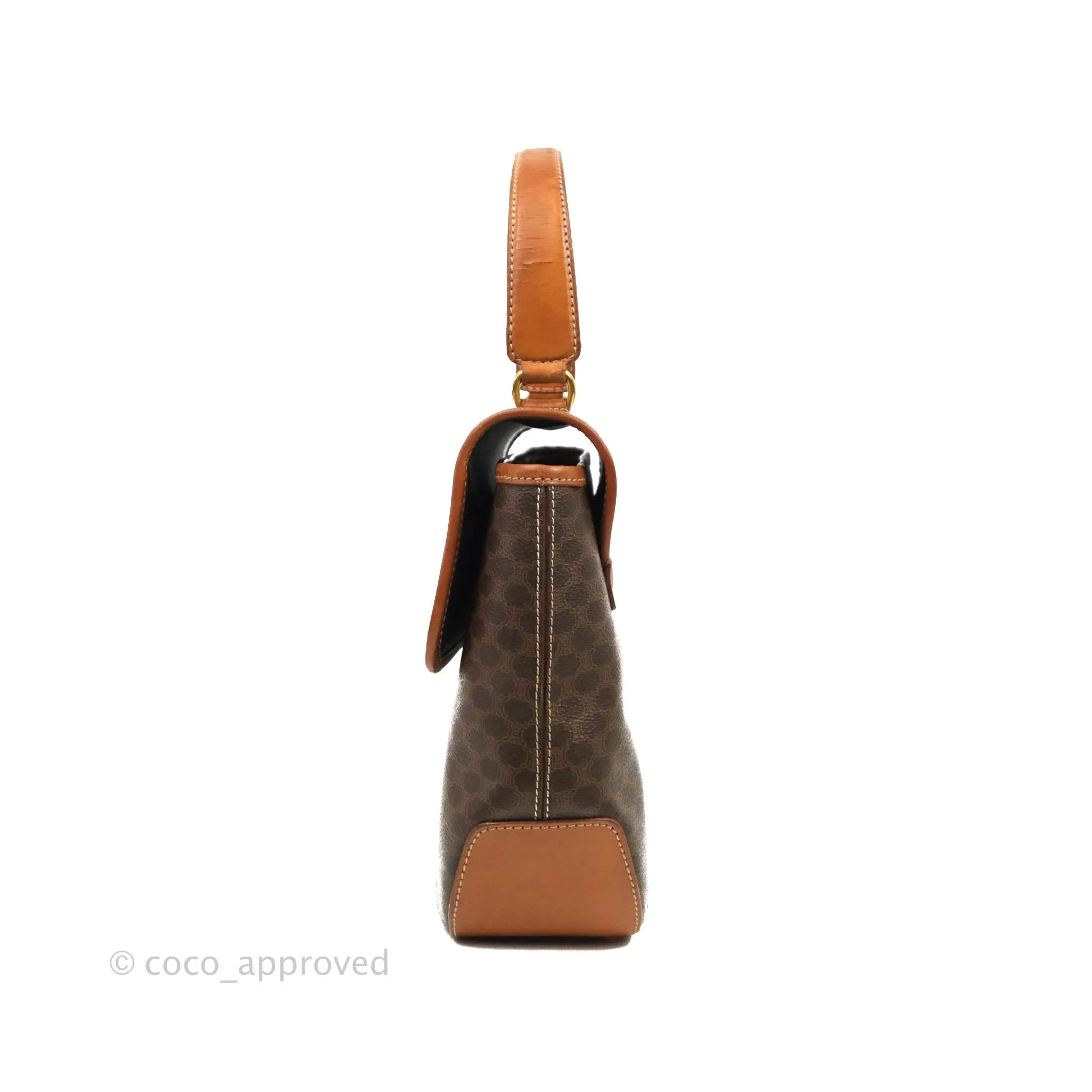 Celine Vintage Brown Canvas Top Handle Bag