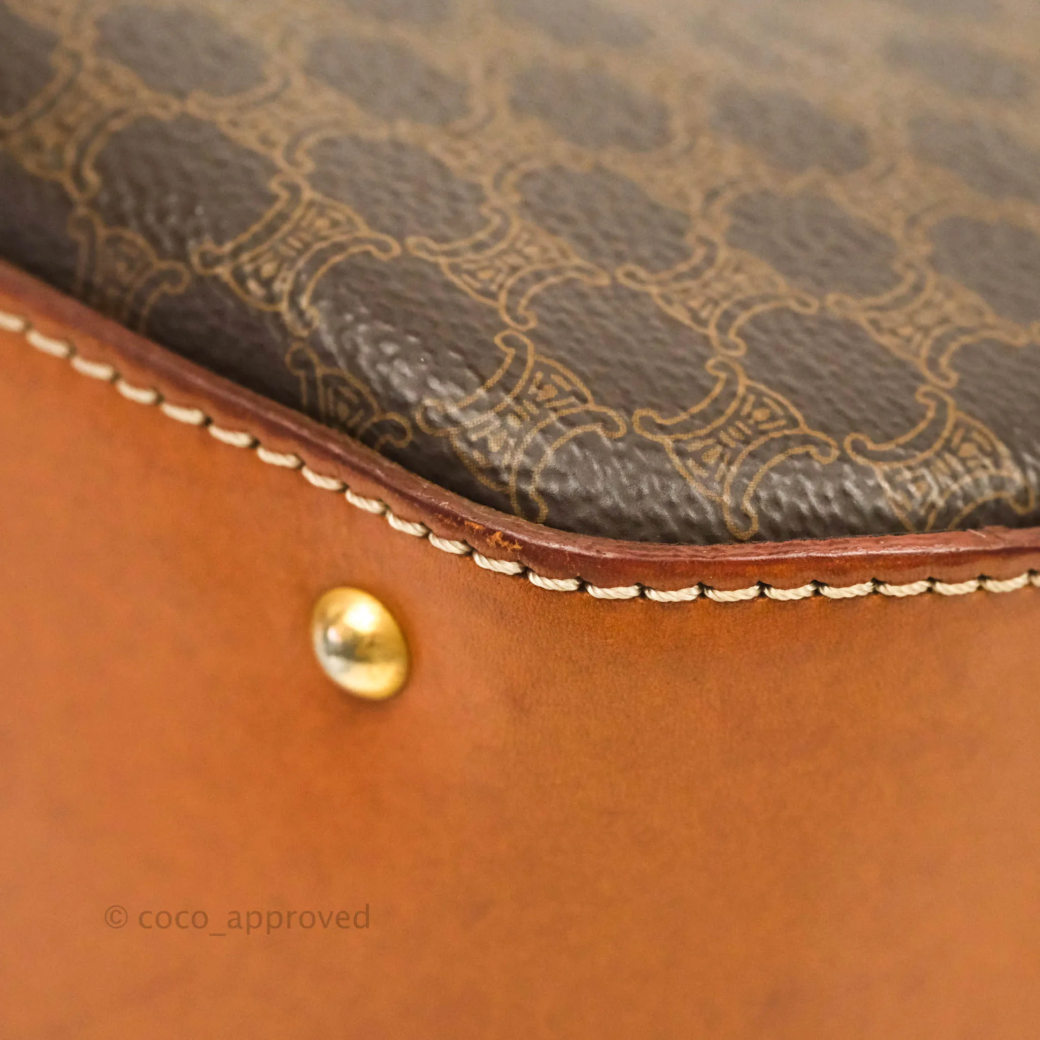 Celine Vintage Brown Canvas Top Handle Bag