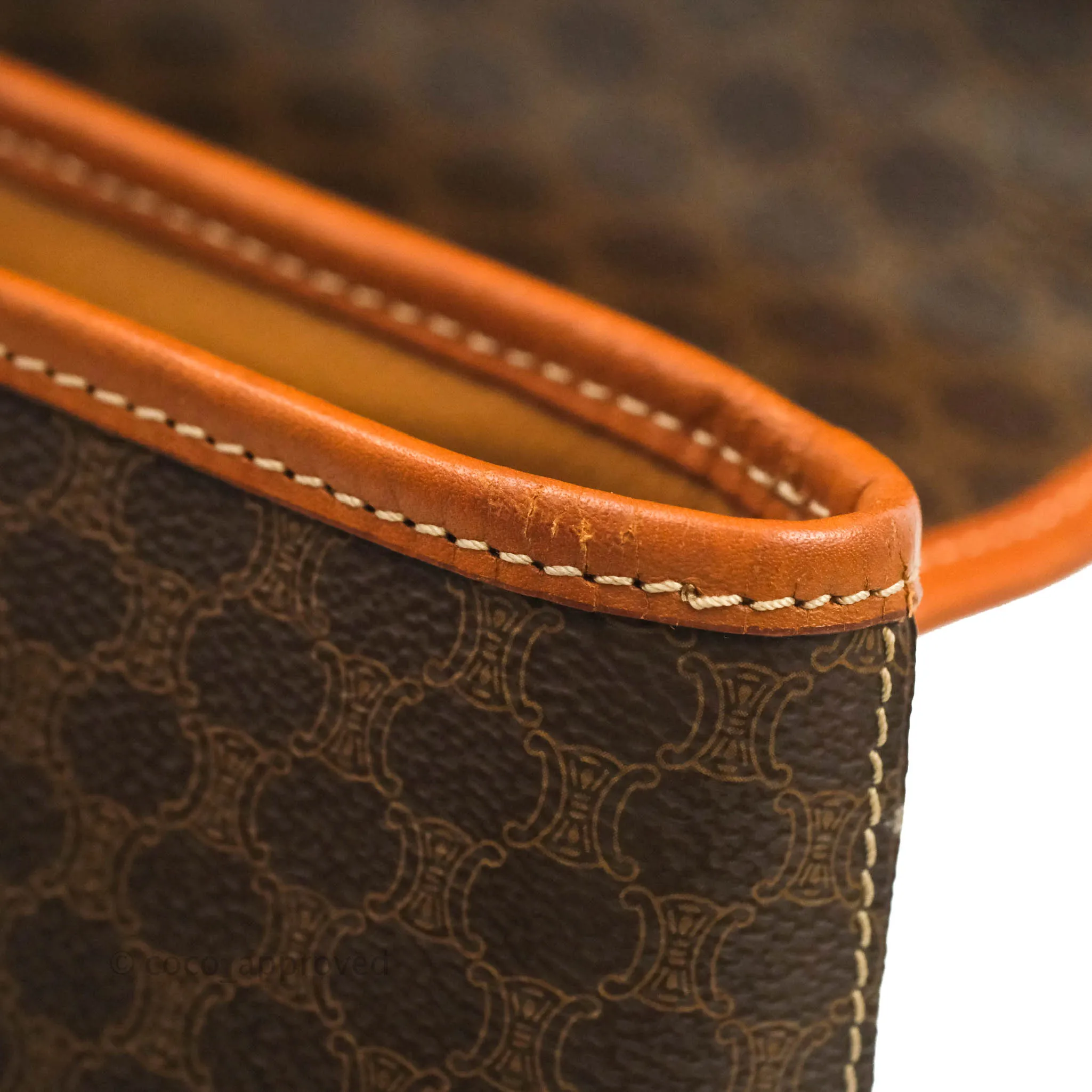 Celine Vintage Brown Canvas Top Handle Bag