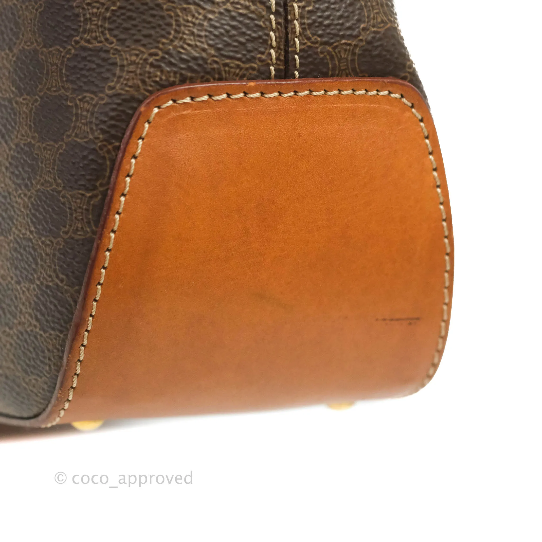 Celine Vintage Brown Canvas Top Handle Bag