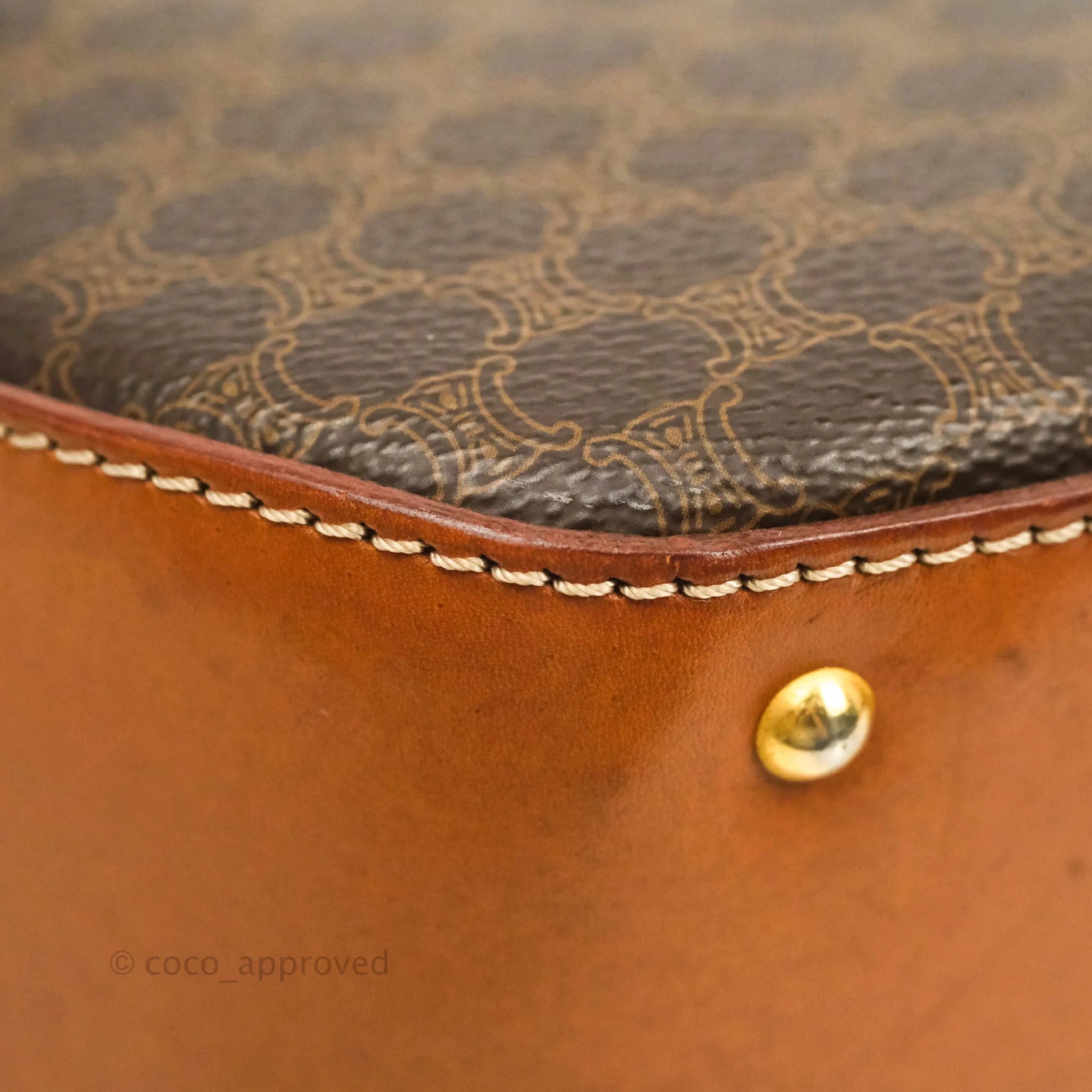 Celine Vintage Brown Canvas Top Handle Bag