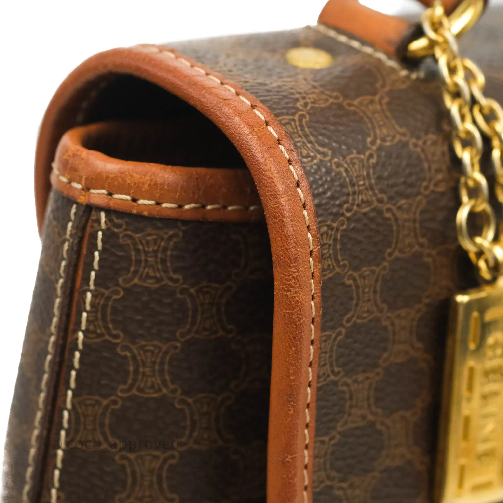 Celine Vintage Brown Canvas Top Handle Bag