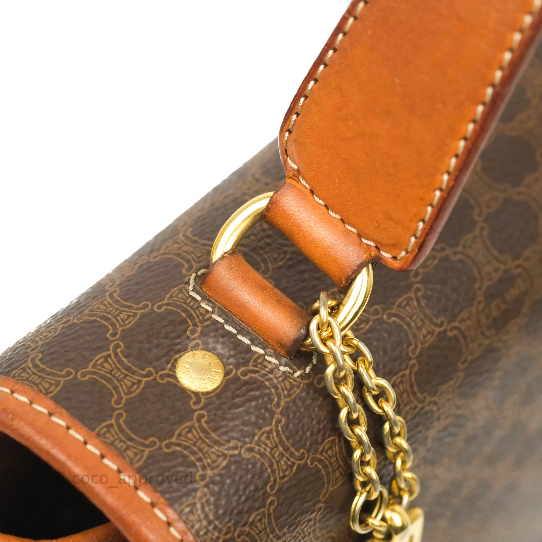 Celine Vintage Brown Canvas Top Handle Bag
