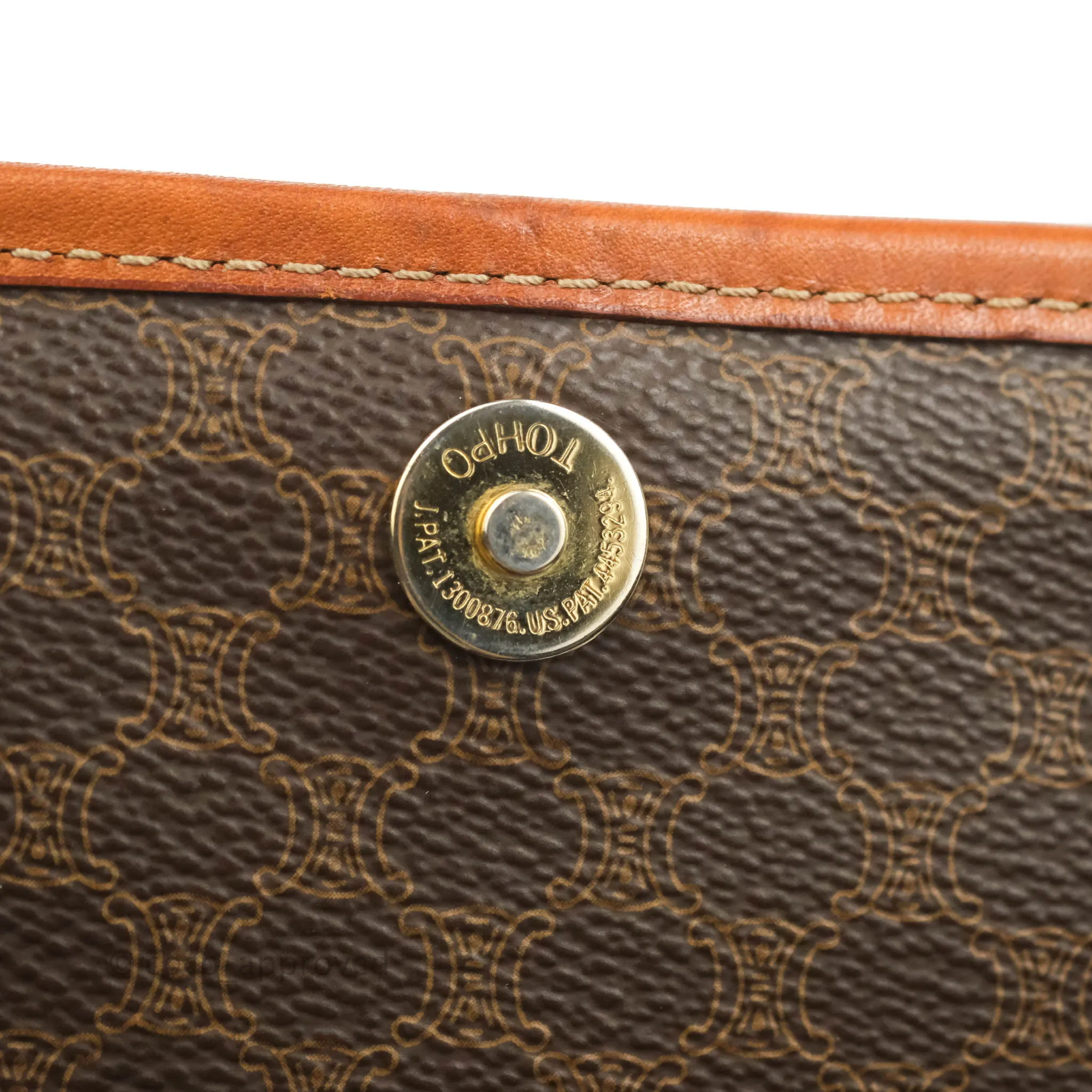 Celine Vintage Brown Canvas Top Handle Bag