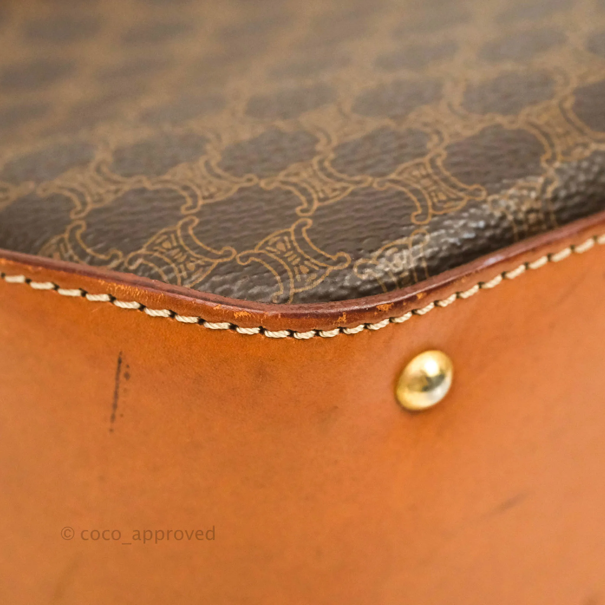 Celine Vintage Brown Canvas Top Handle Bag