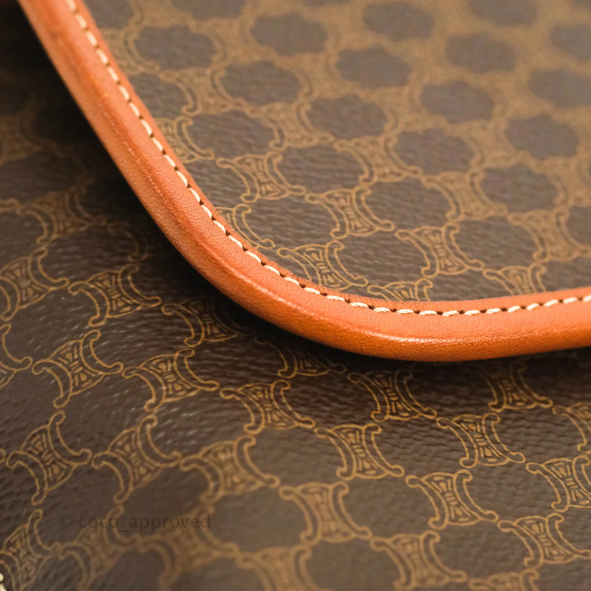 Celine Vintage Brown Canvas Top Handle Bag