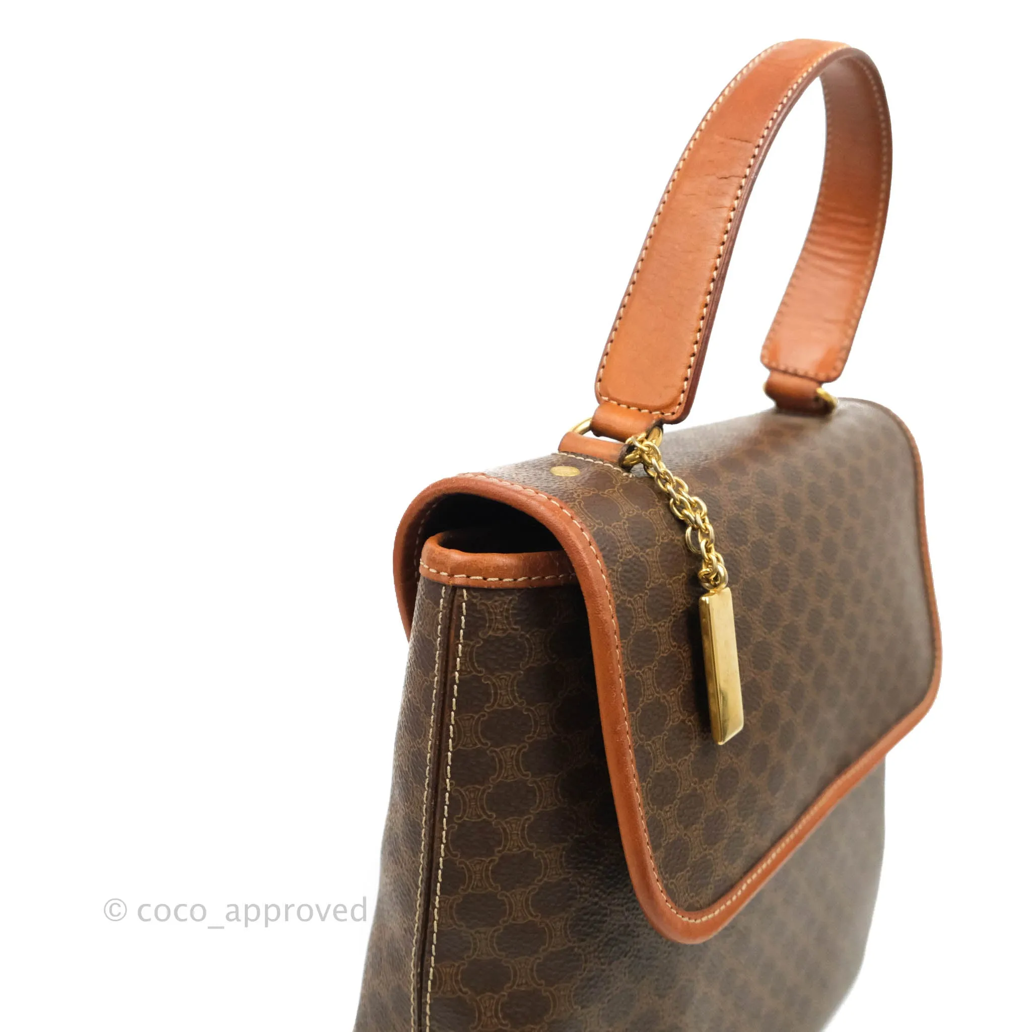 Celine Vintage Brown Canvas Top Handle Bag