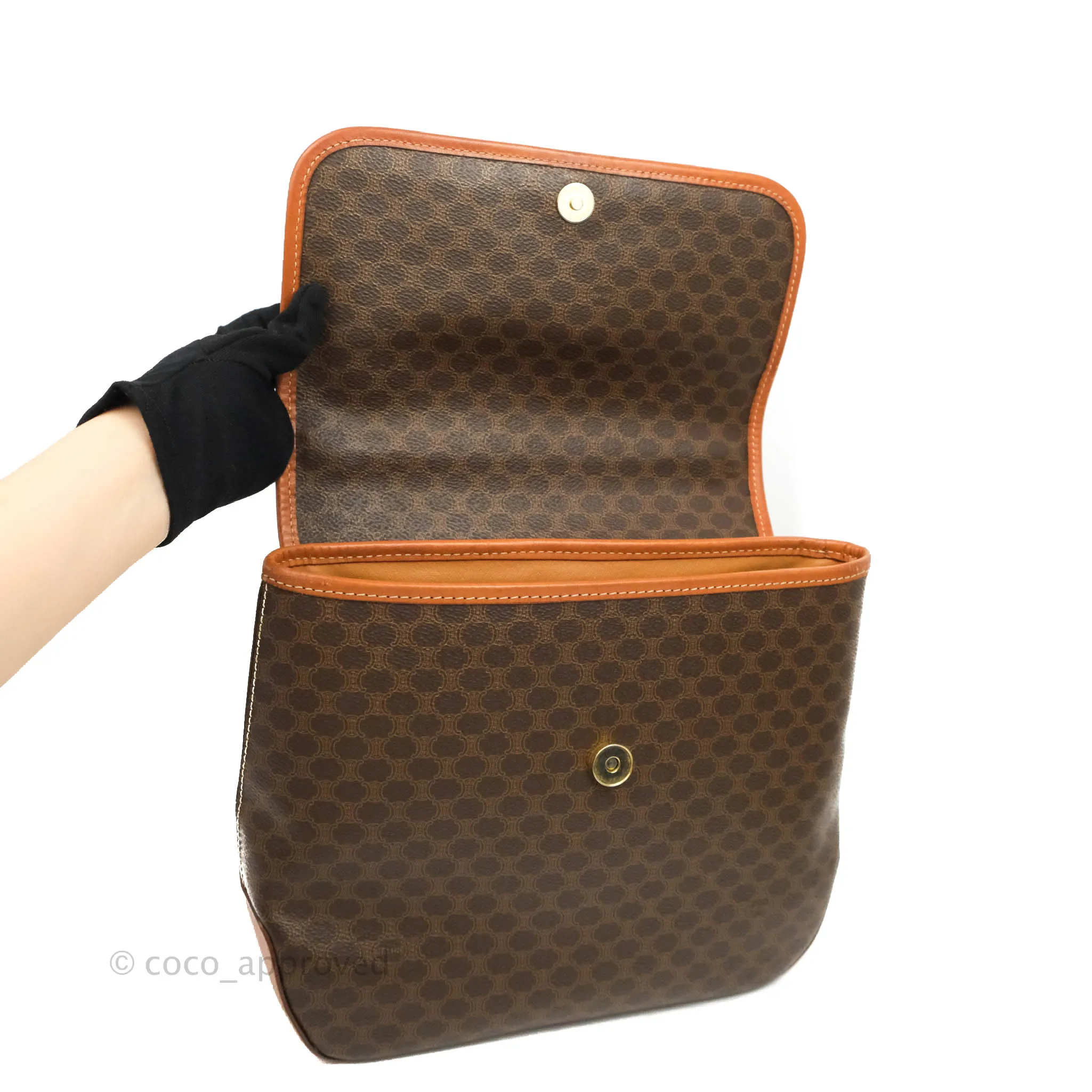 Celine Vintage Brown Canvas Top Handle Bag