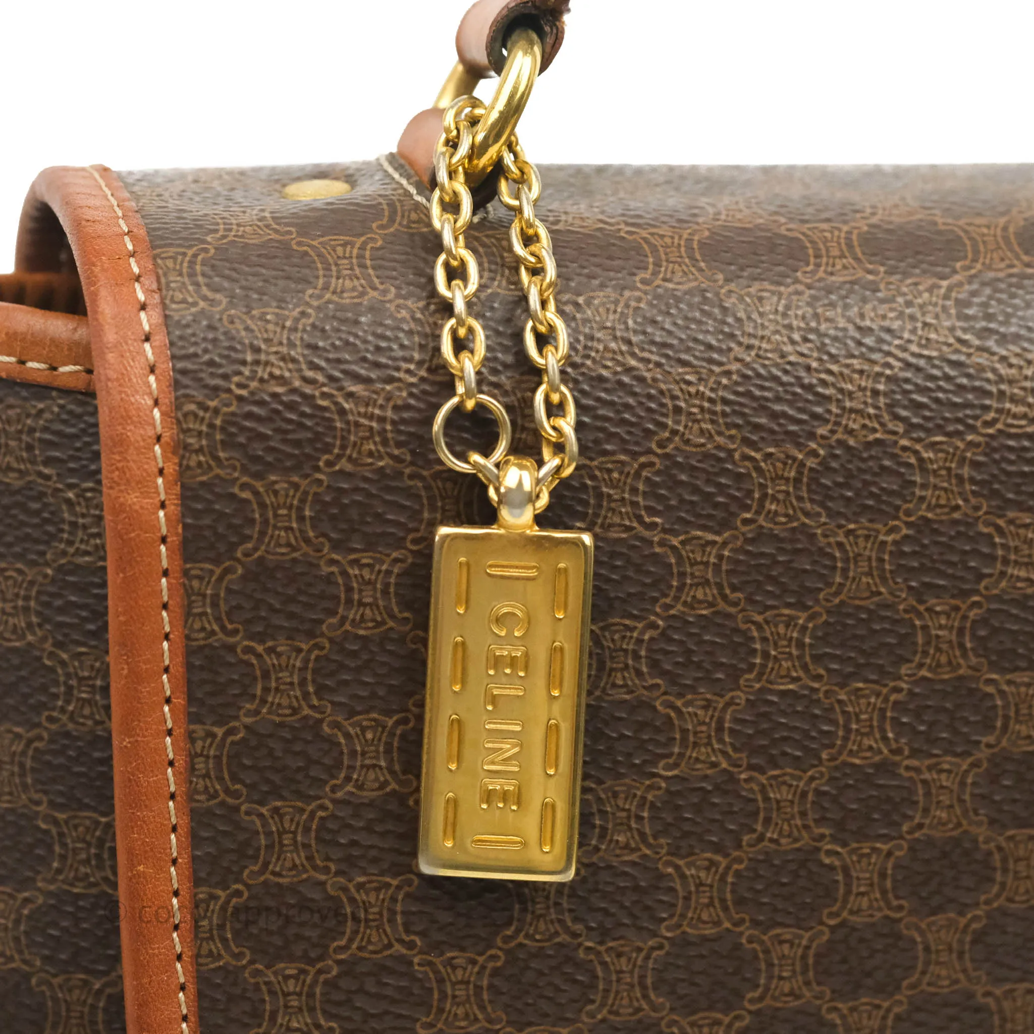 Celine Vintage Brown Canvas Top Handle Bag