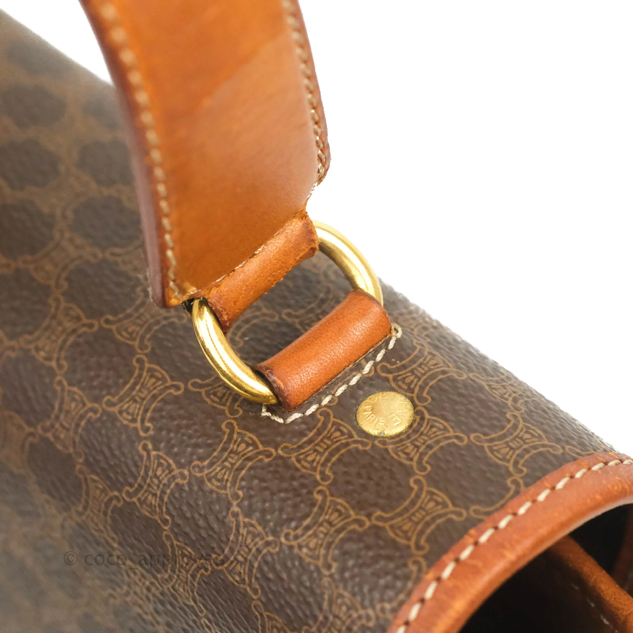 Celine Vintage Brown Canvas Top Handle Bag