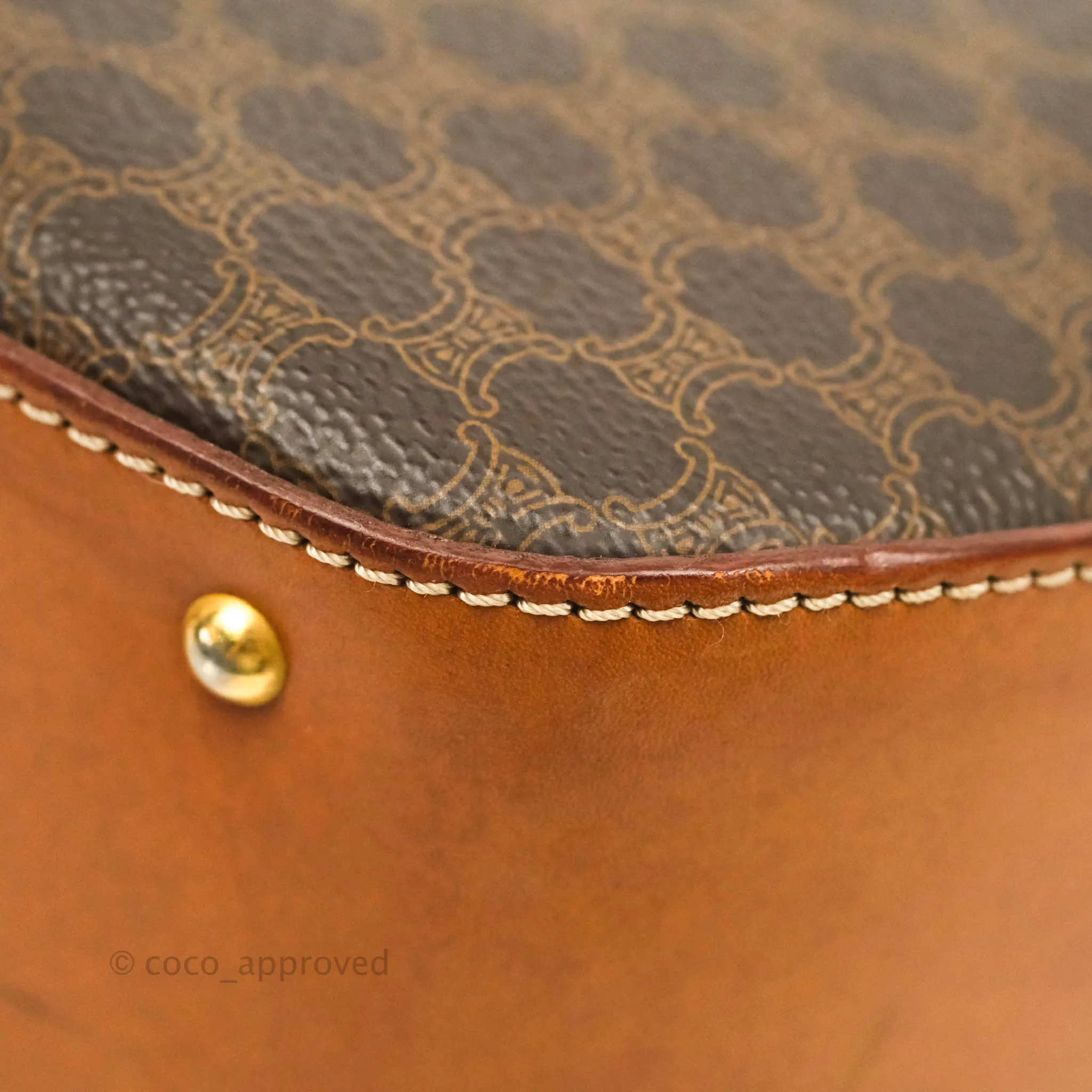 Celine Vintage Brown Canvas Top Handle Bag