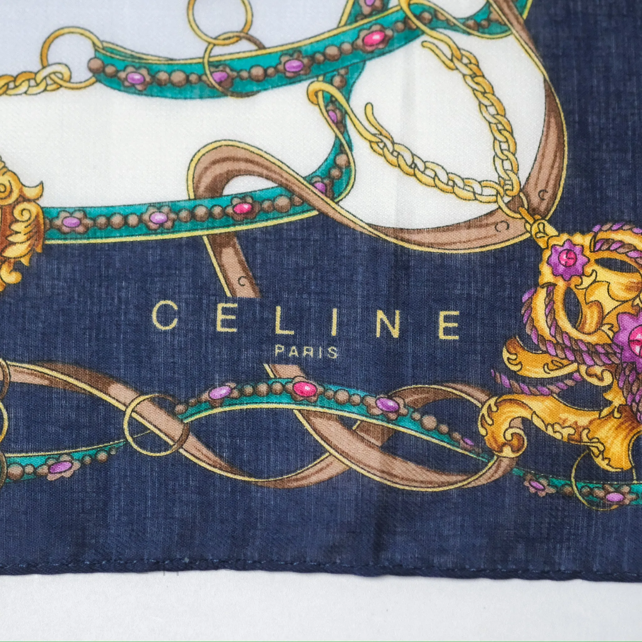 Celine Vintage Scarf Navy