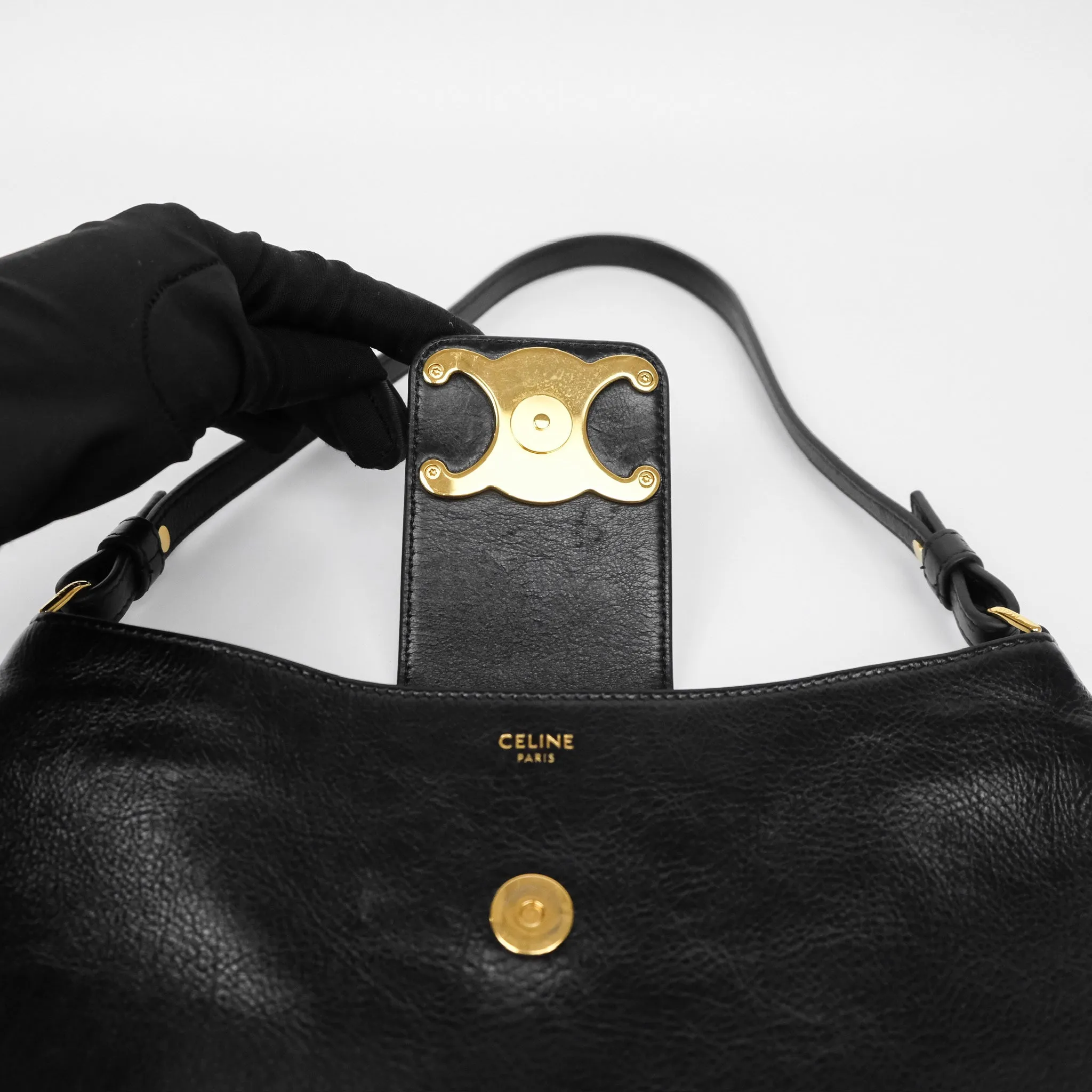 Celine Wiltern Clutch Black Calfskin