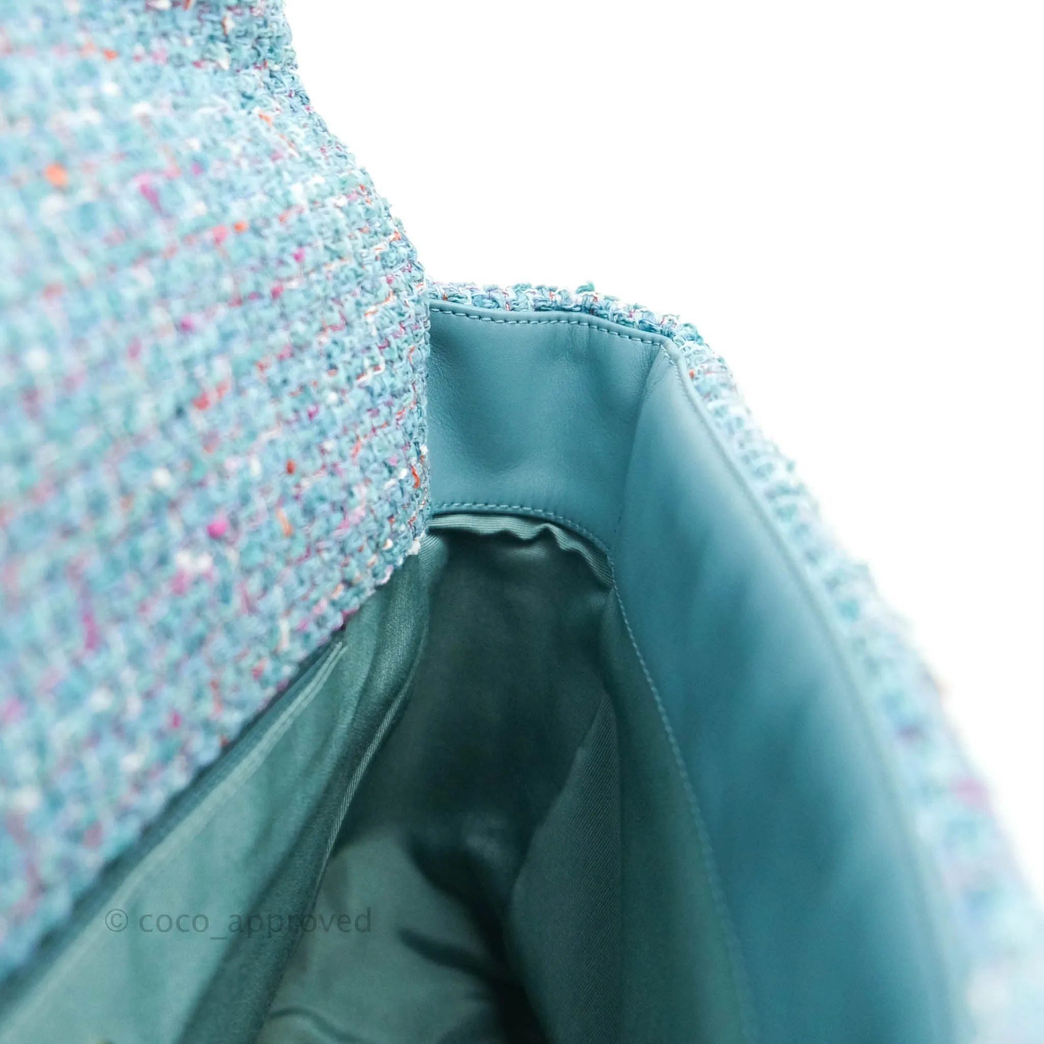 Chanel 19 Maxi Flap Bag Blue Tweed Mixed Hardware