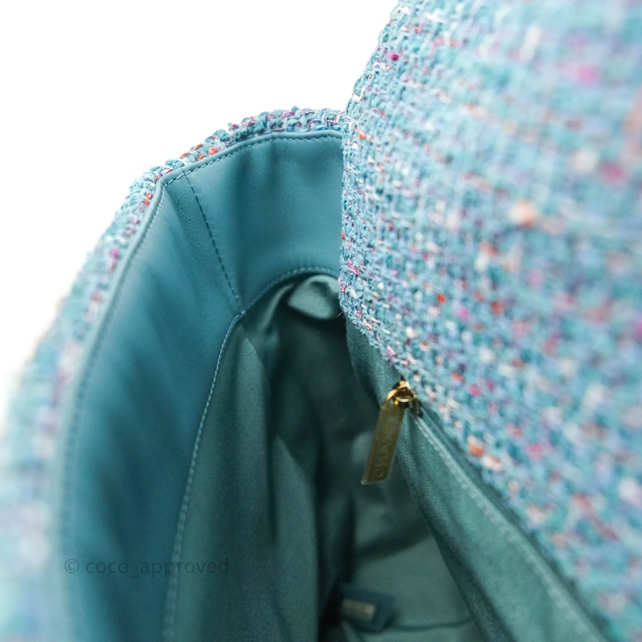 Chanel 19 Maxi Flap Bag Blue Tweed Mixed Hardware